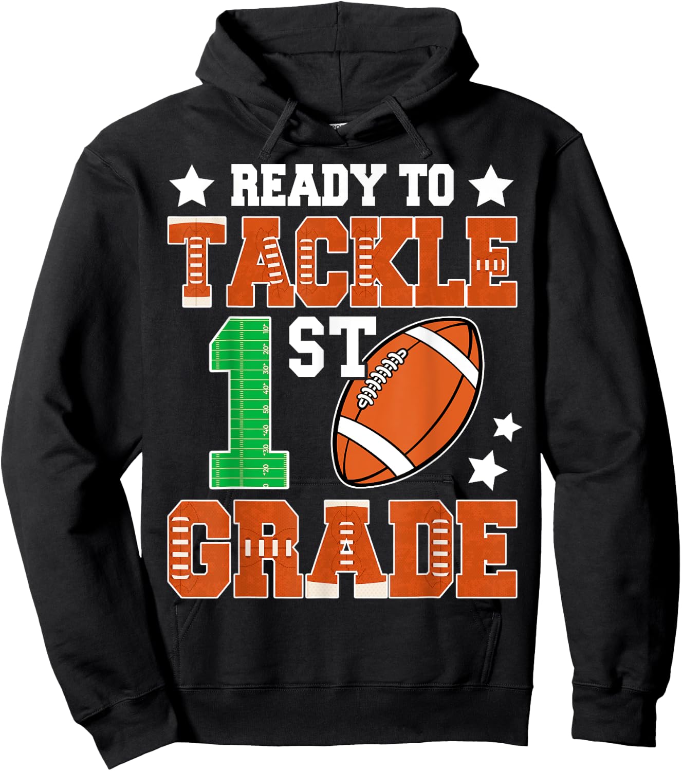 Ready To Tackle First Grade Back To School Football Kids Hoodie - Hoodie | Black