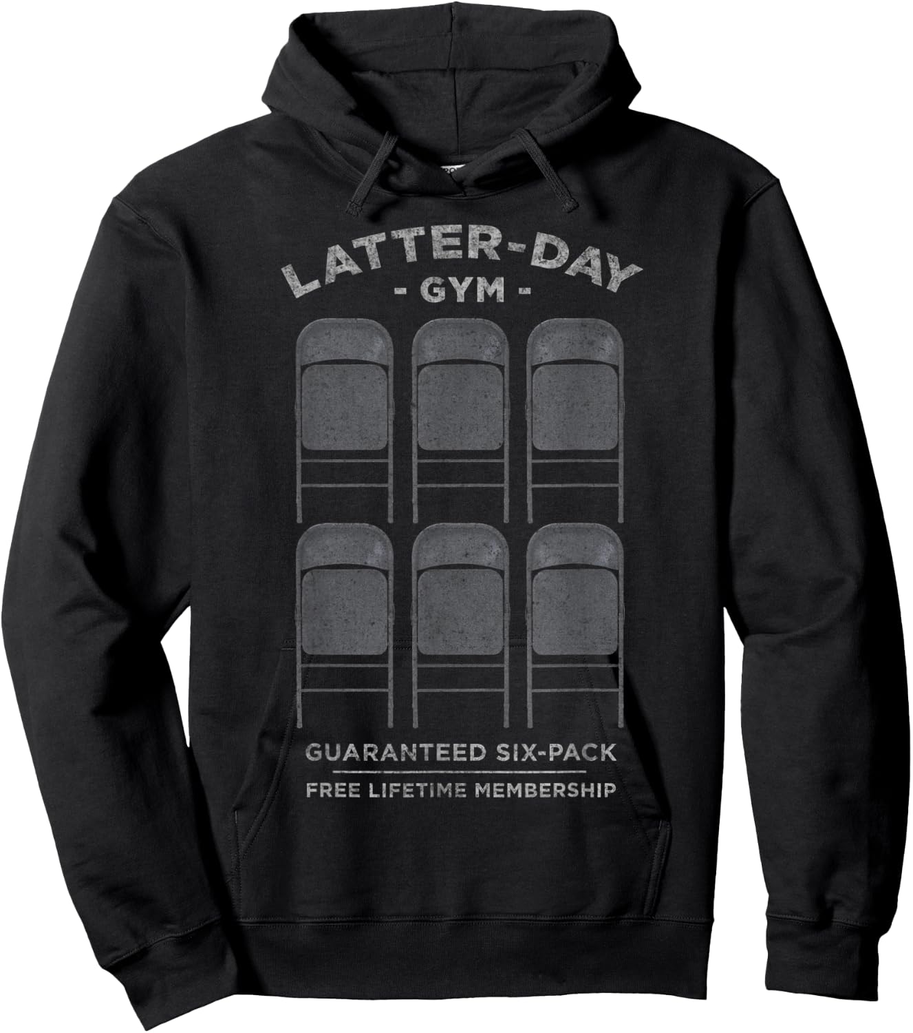 Latter-day Gym - Funny Mormon Folding Chair & Exercise Meme Hoodie - Hoodie | Black