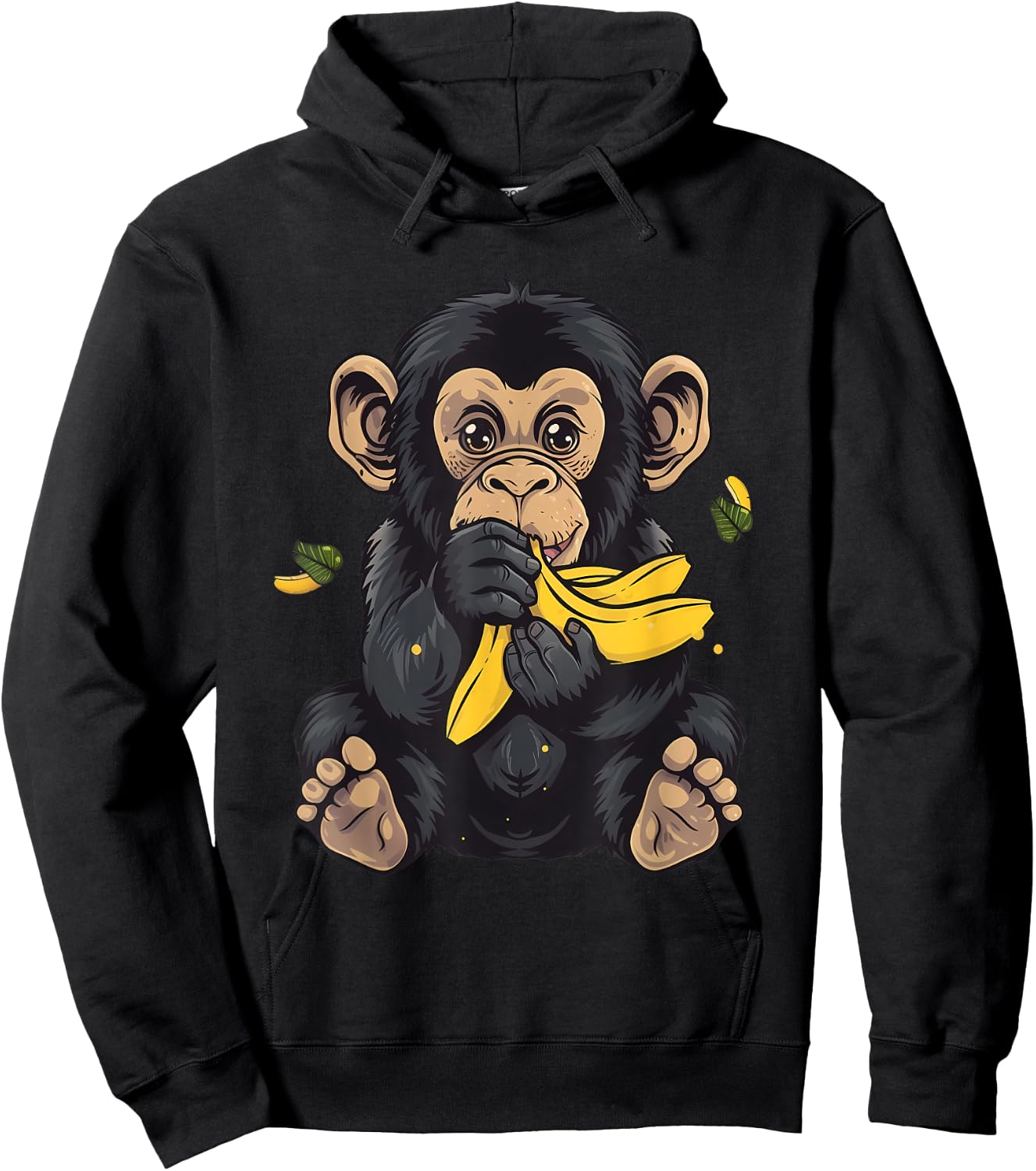 Banana Monkey Bananas Fruit Cute Monkey Wildlife Drawing Hoodie - Hoodie | Black