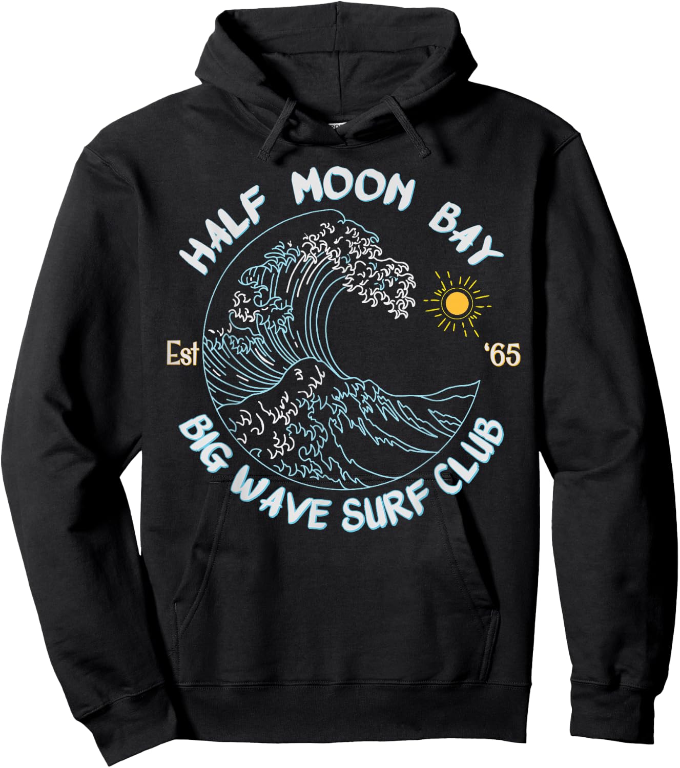 Half Moon Bay Big Wave Surf Club, surfing graphic Hoodie - Hoodie | Black
