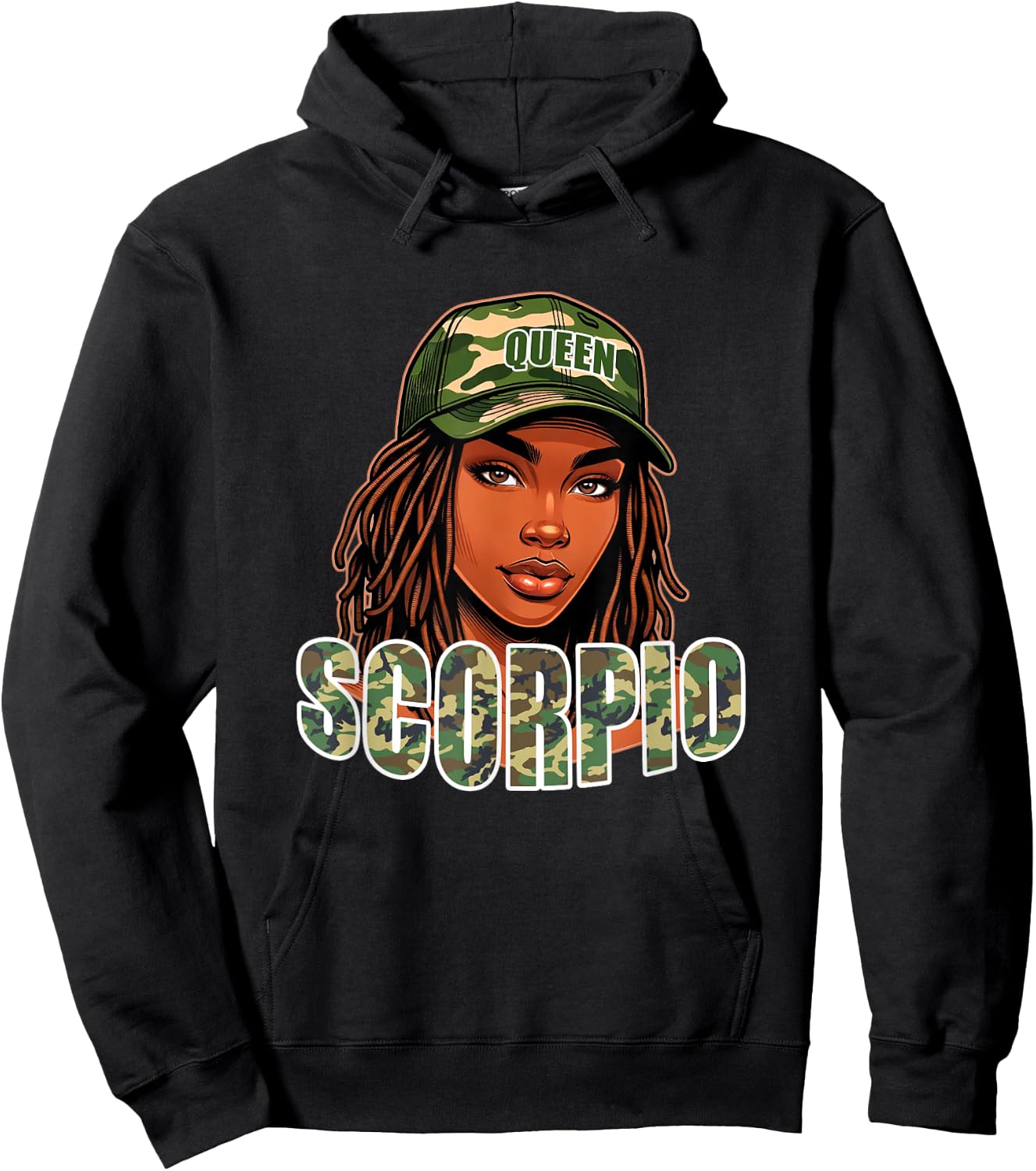 Scorpio Queen Black Woman Camo Hat Locs Birthday Hoodie - Hoodie | Black