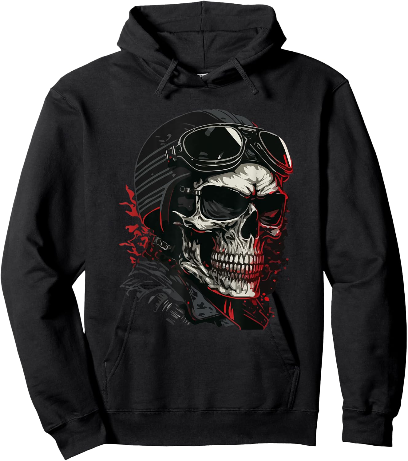 Skull Biker Skeleton Motorcycle Chopper Cafe Racer Hoodie - Hoodie | Black
