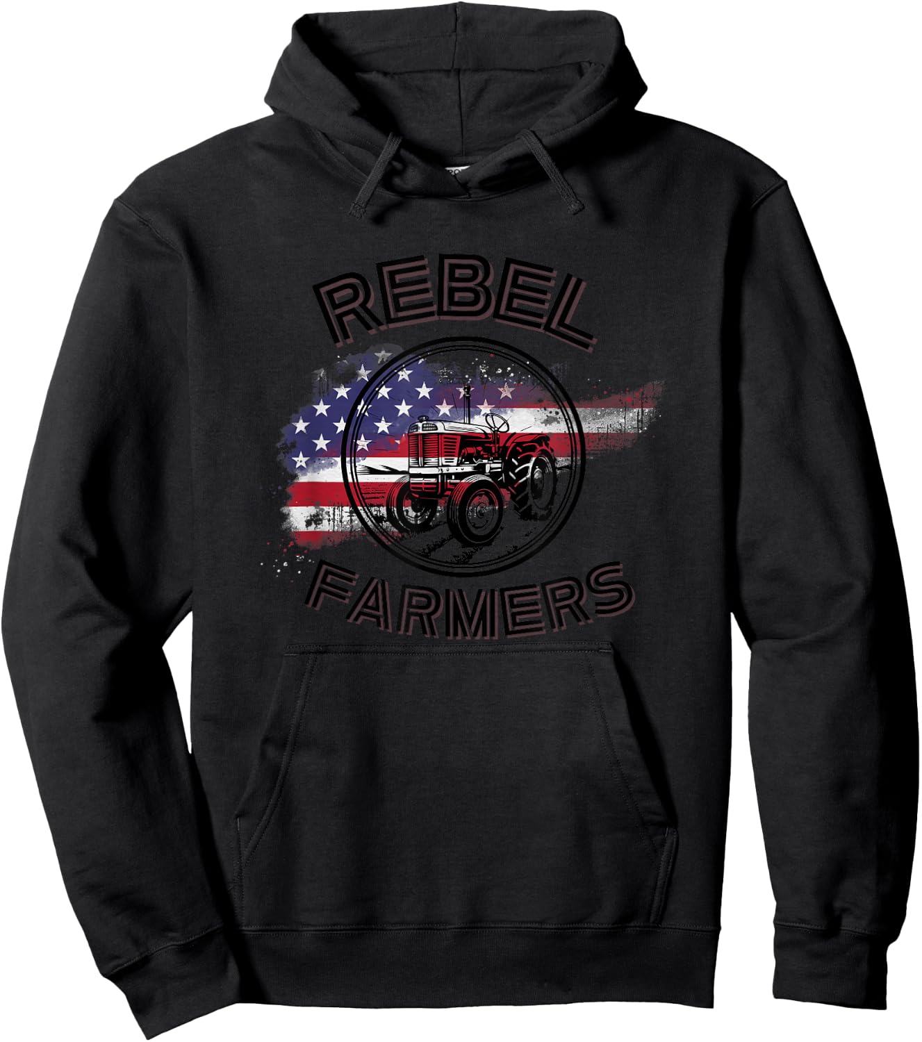 Rebel Farmers American Flag Women Men Hoodie - Hoodie | Black