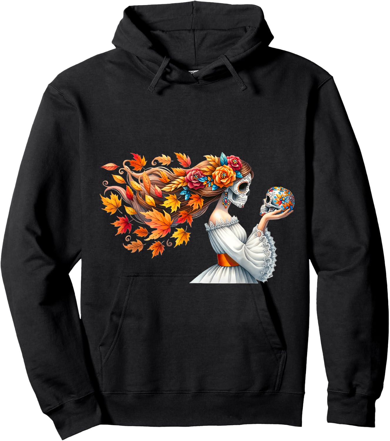 Dia De Los Muertos Catrina Flower Sugar Skull Mexican Women Hoodie - Hoodie | Black