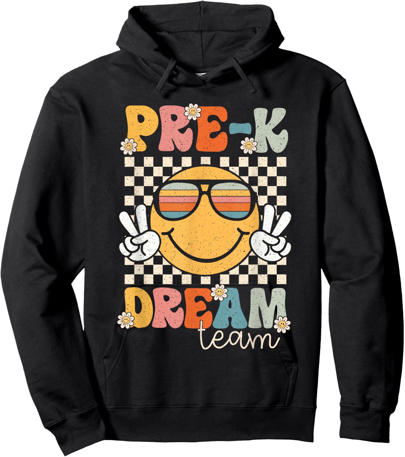 Pre-k Dream Team Smile Retro Back To School Pre-k Hoodie - Hoodie | Black