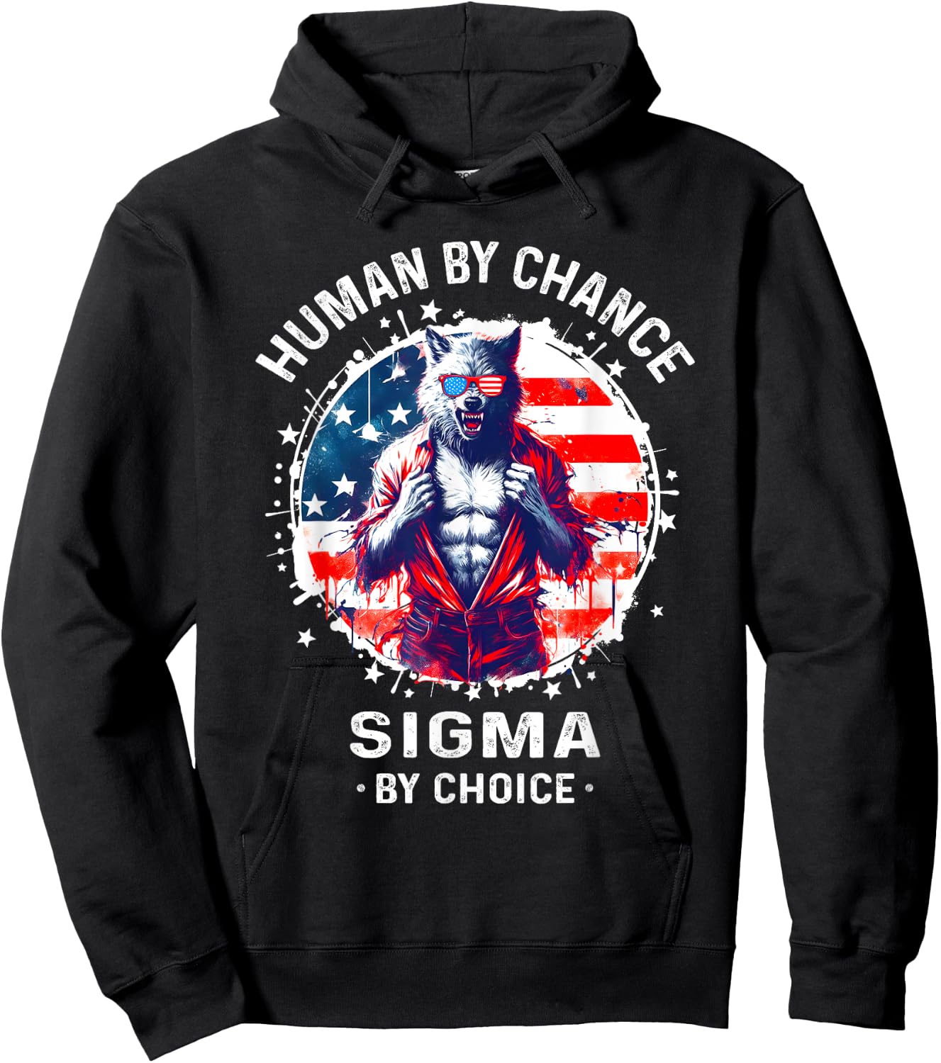 American Human By Chance Sigma By Choice Sigma Wolf Hoodie - Hoodie | Black