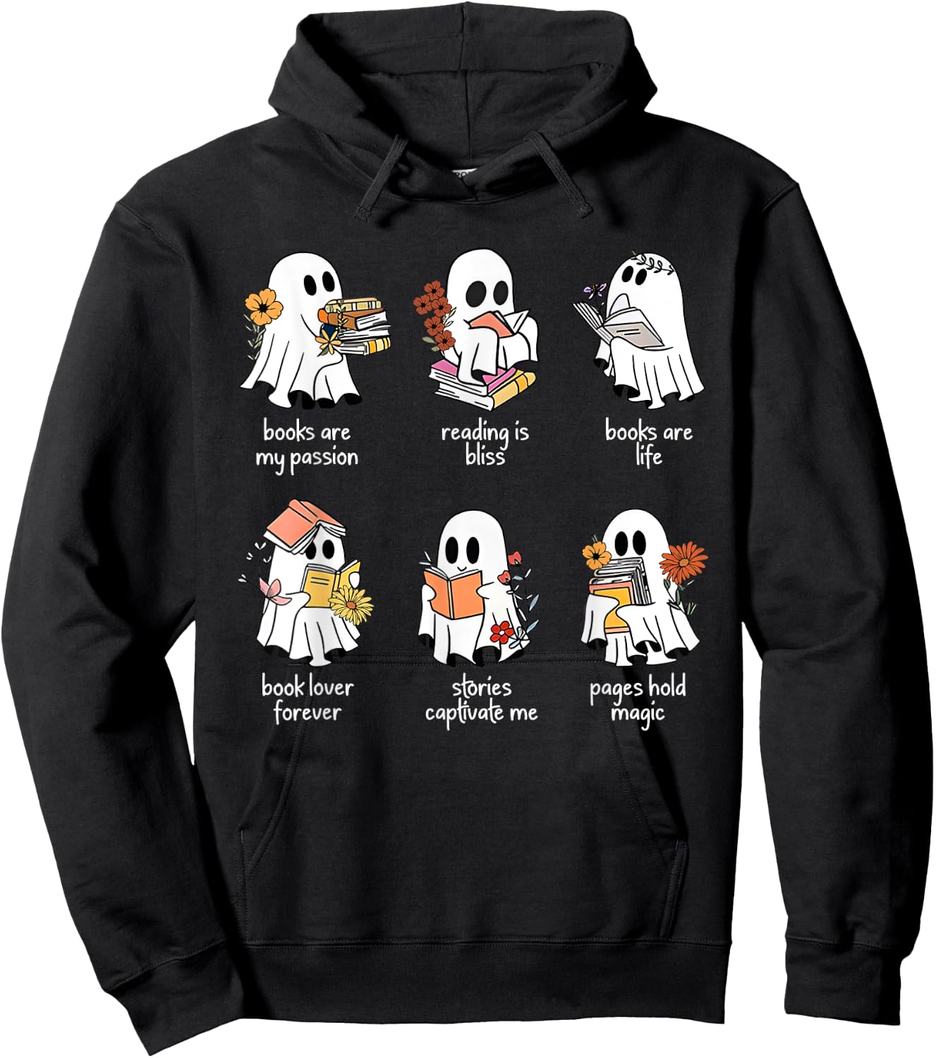 Halloween Books Are My Passion Ghost Reader Spooky Season Hoodie - Hoodie | Black