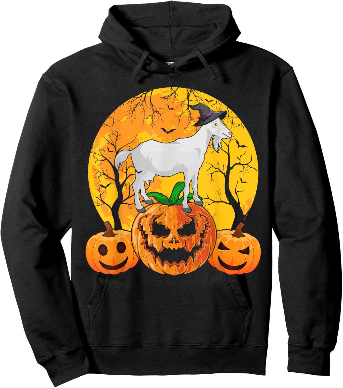 Goat Halloween Witch Pumpkin Funny Goat Lover Halloween Hoodie - Hoodie | Black