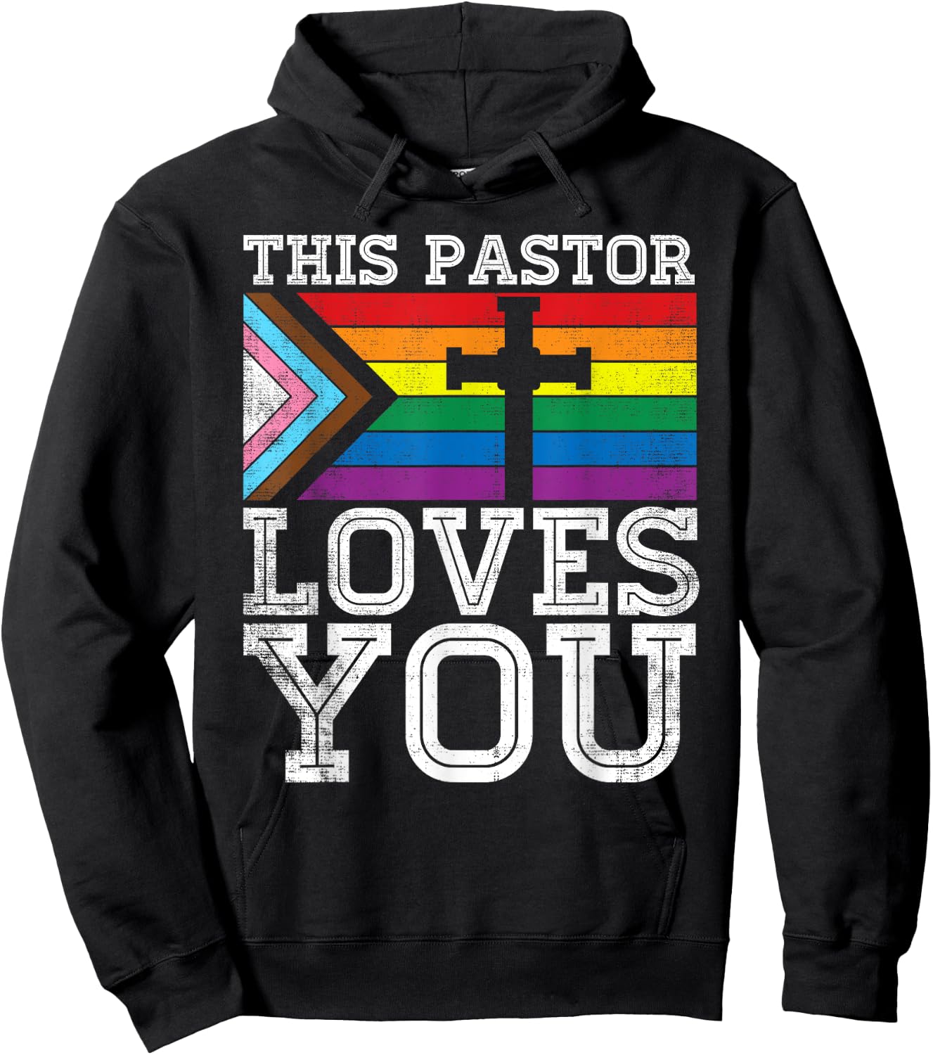 Christian Ally Inclusive Pride Clergy This Pastor Loves You Hoodie - Hoodie | Black
