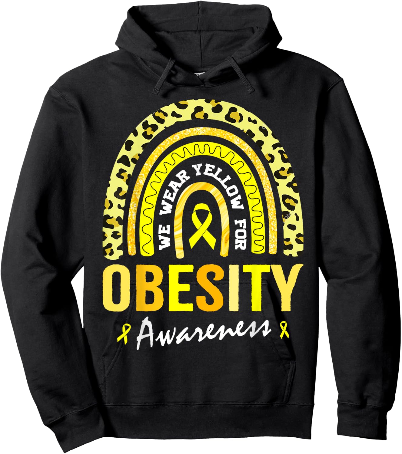 In March We Wear Yellow for Obesity Awareness Hoodie - Hoodie | Black