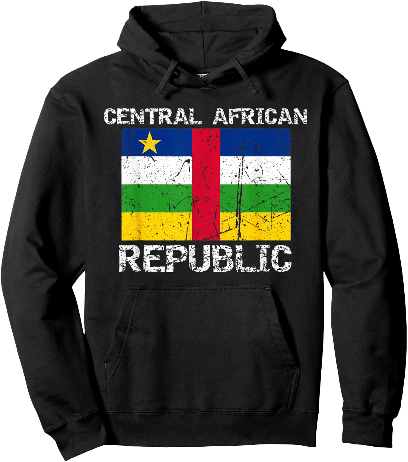 Central African Republic Flag Distressed African Men Women Hoodie - Hoodie | Black