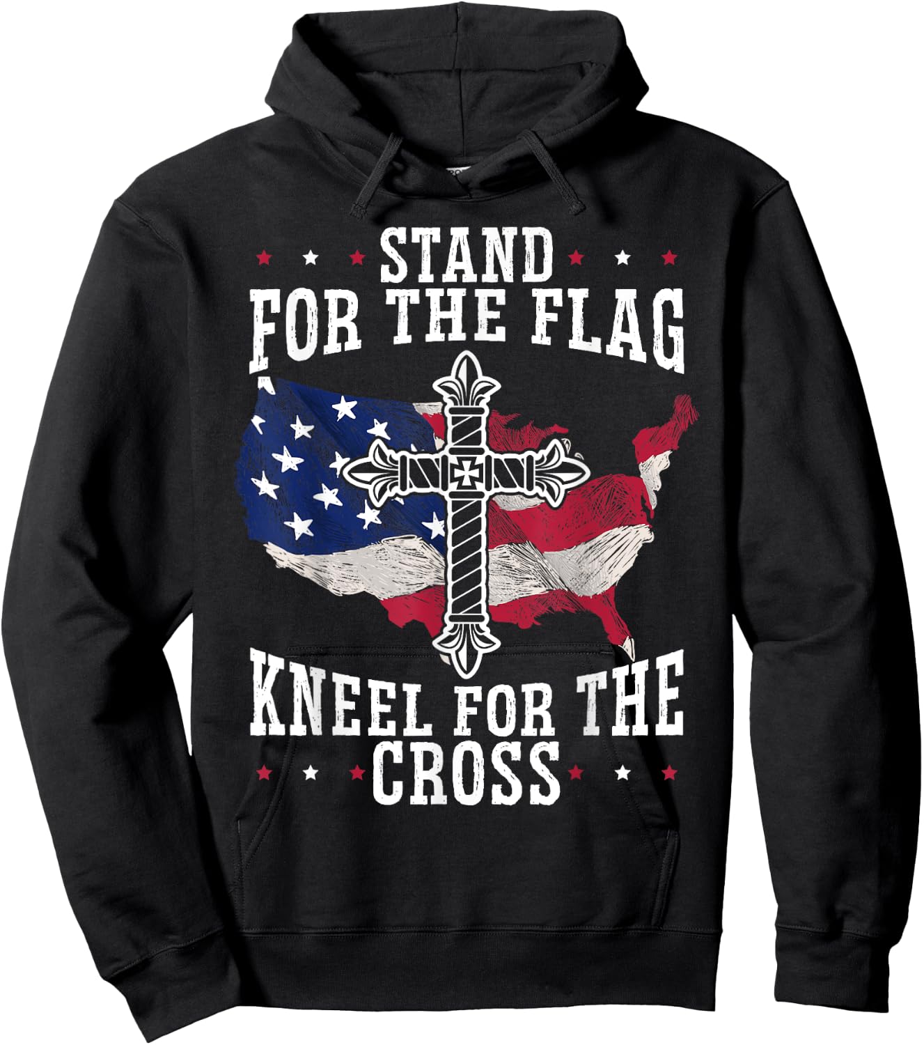 Stand For The Flag Kneel For The Cross Christian USA Hoodie - Hoodie | Black