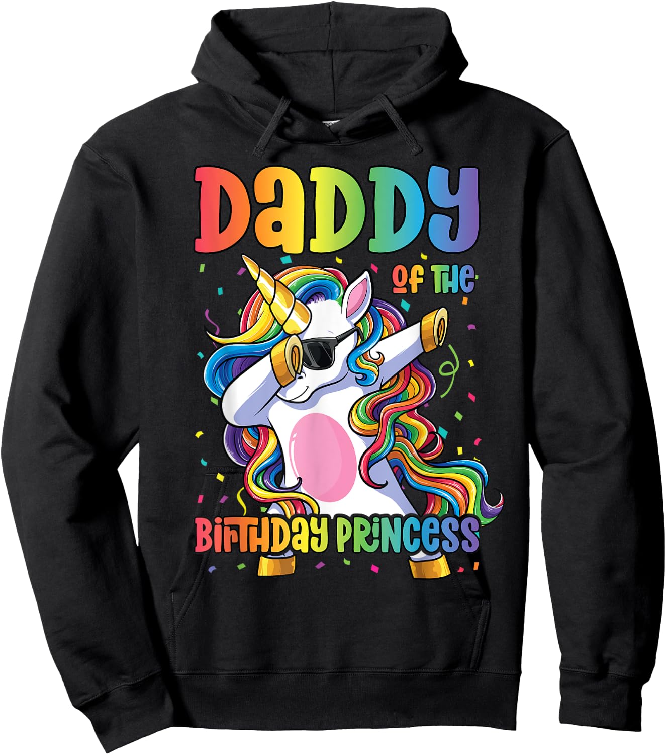 Daddy of the Birthday Princess Girl Dabbing Unicorn Dad Hoodie - Hoodie | Black