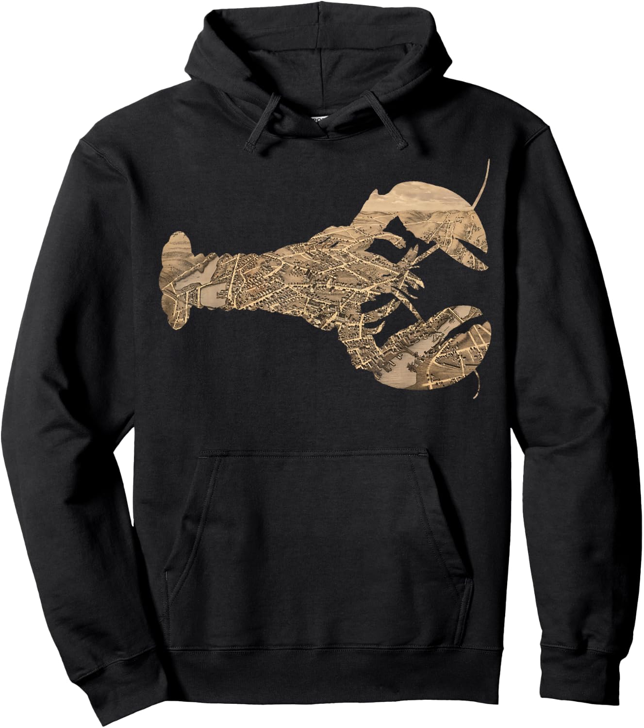 New London CT Lobster Map Silhouette Hoodie - Hoodie | Black