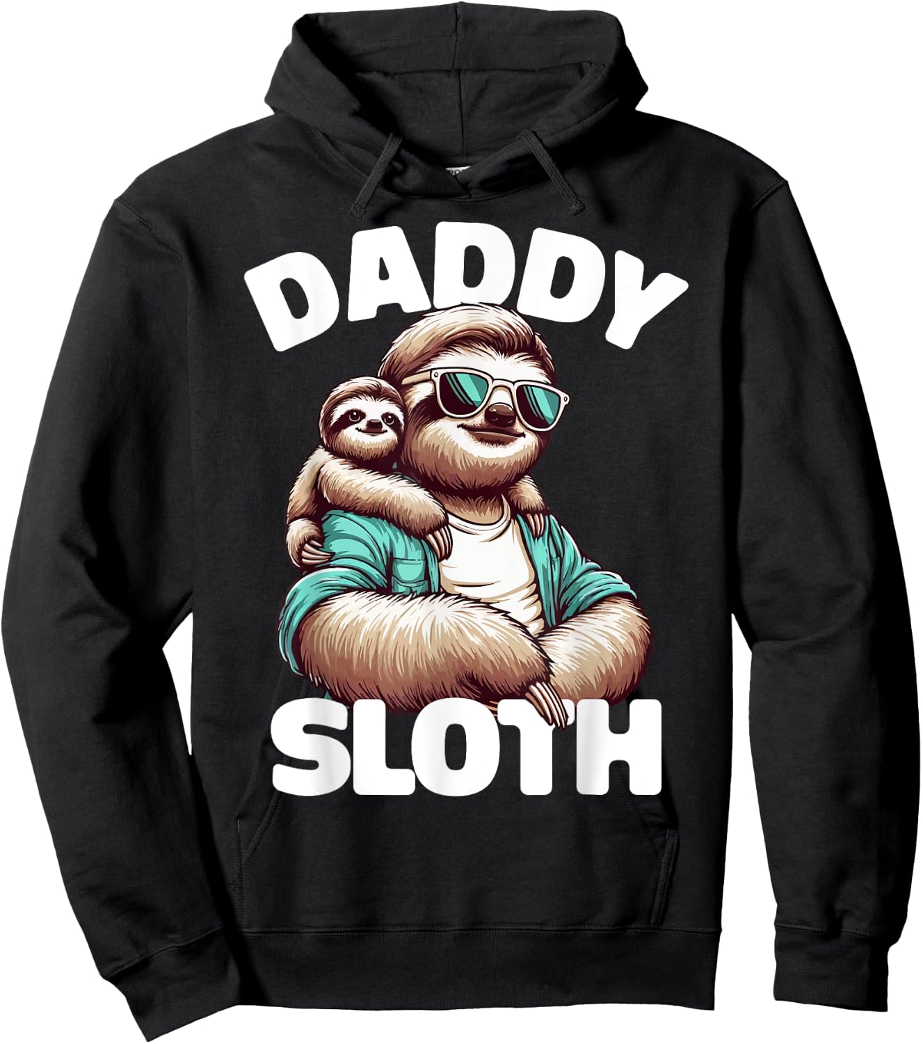 Daddy Sloth Sunglasses Funny Father's Day Sloth Dad Hoodie - Hoodie | Black