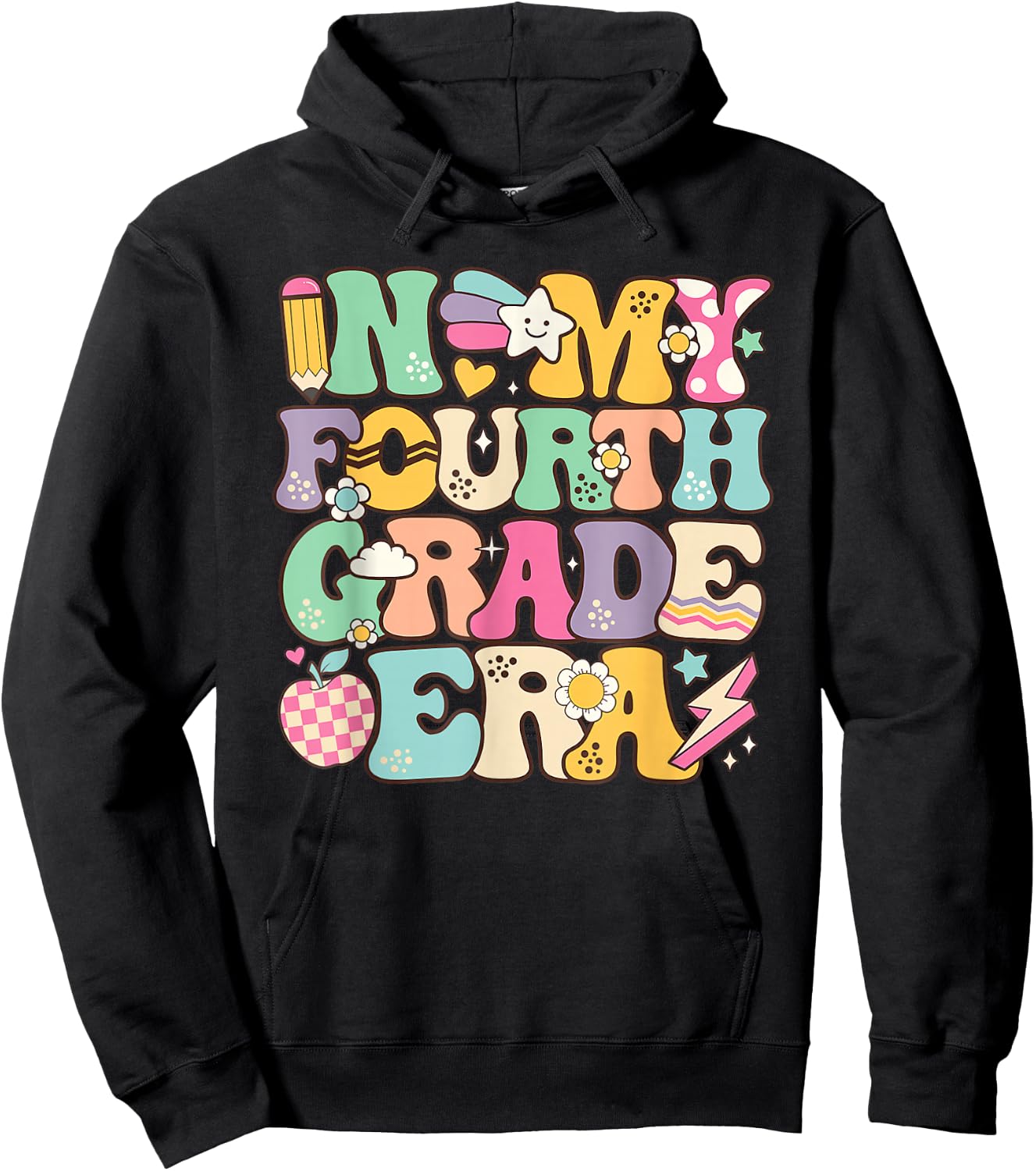 In My Fourth Grade Era Back To School Retro Groovy 4th Grade Hoodie - Hoodie | Black