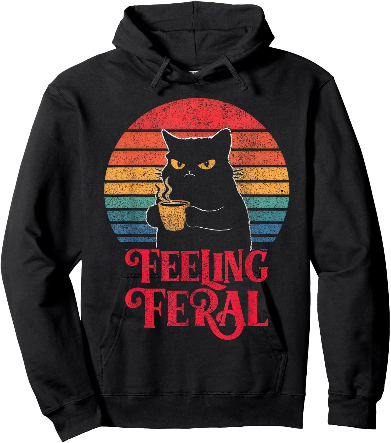 Feeling Feral Funny Summer Cat Lover Design For Girls, Women Hoodie - Hoodie | Black
