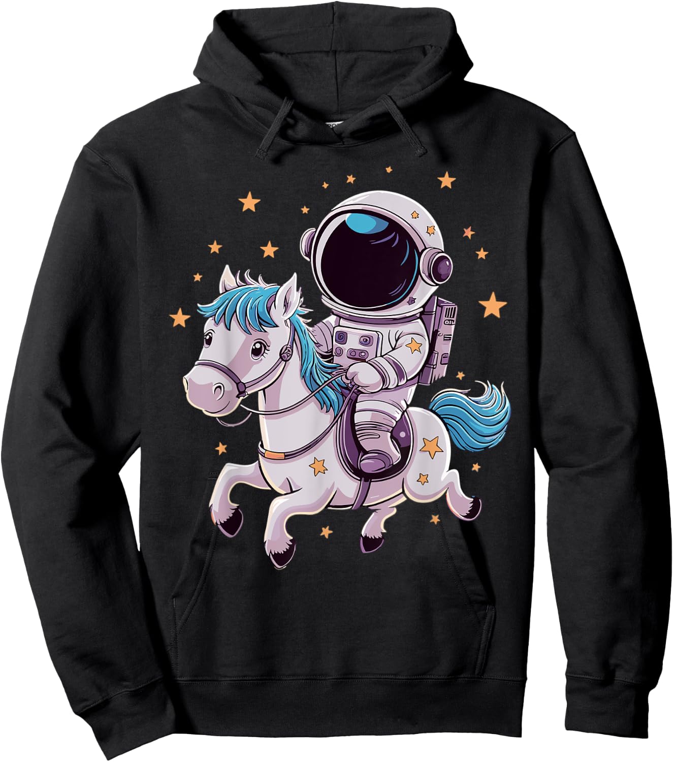 Astronaut Cowboy Riding Horse in Space Hoodie - Hoodie | Black