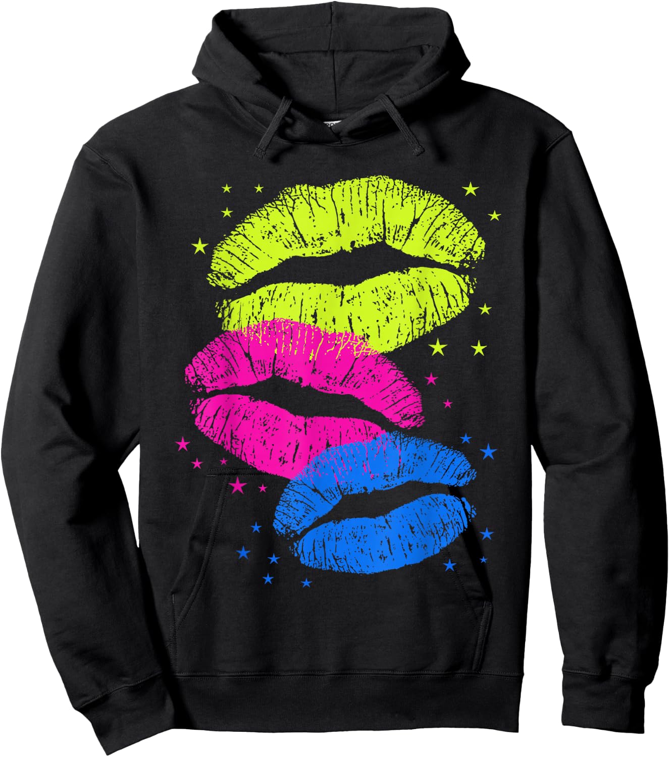 Lips Kisses Lipstick Hoodie - Hoodie | Black