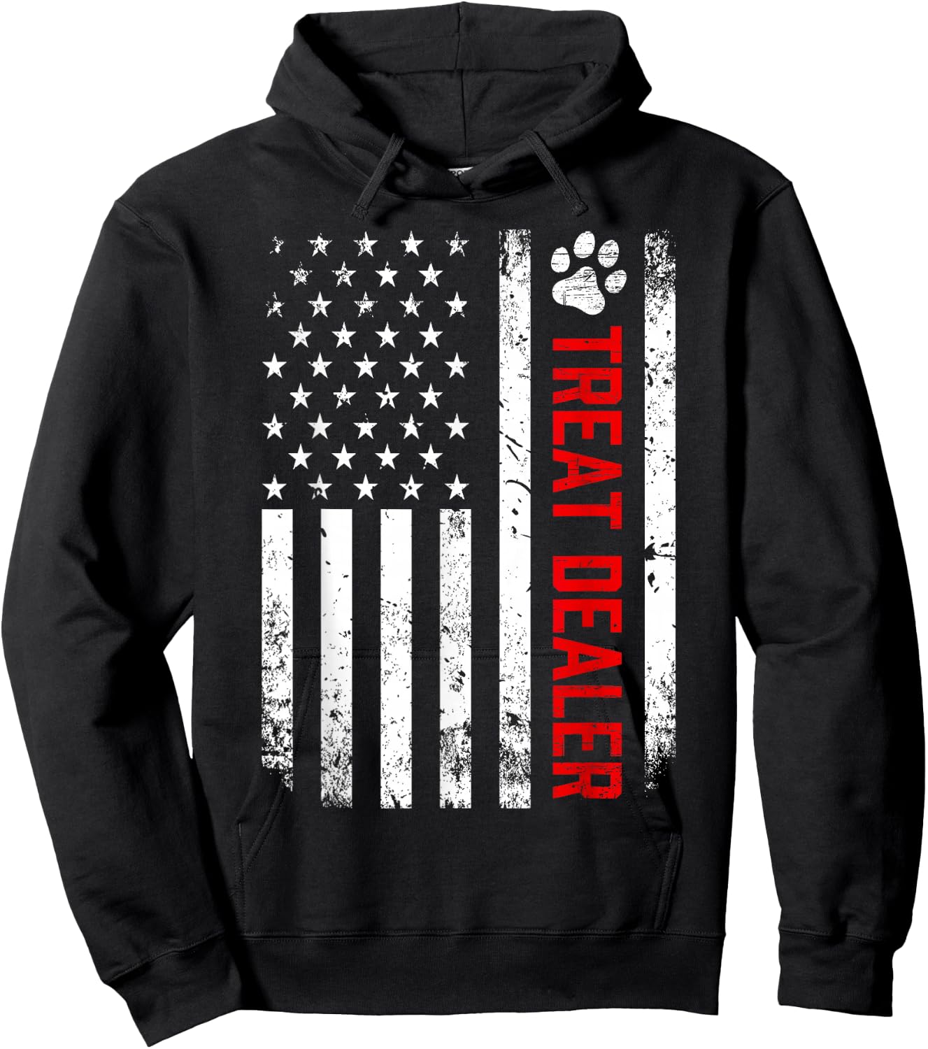 Dog Treat Dealer Funny Dog Owner Dog Dad American Flag Hoodie - Hoodie | Black