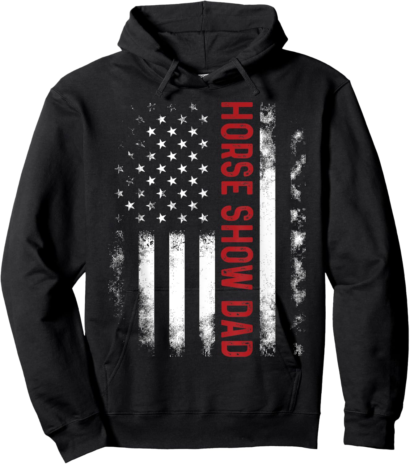 Funny Horse Show Dad America US Flag Patriot - Vintage Hoodie - Hoodie | Black
