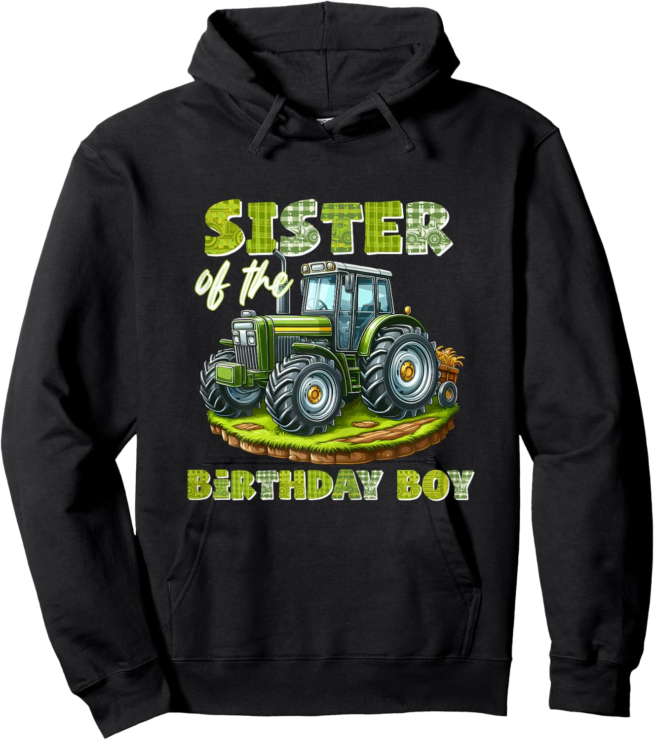 Sister Of The Birthday Boy Tractor Family Matching Hoodie - Hoodie | Black