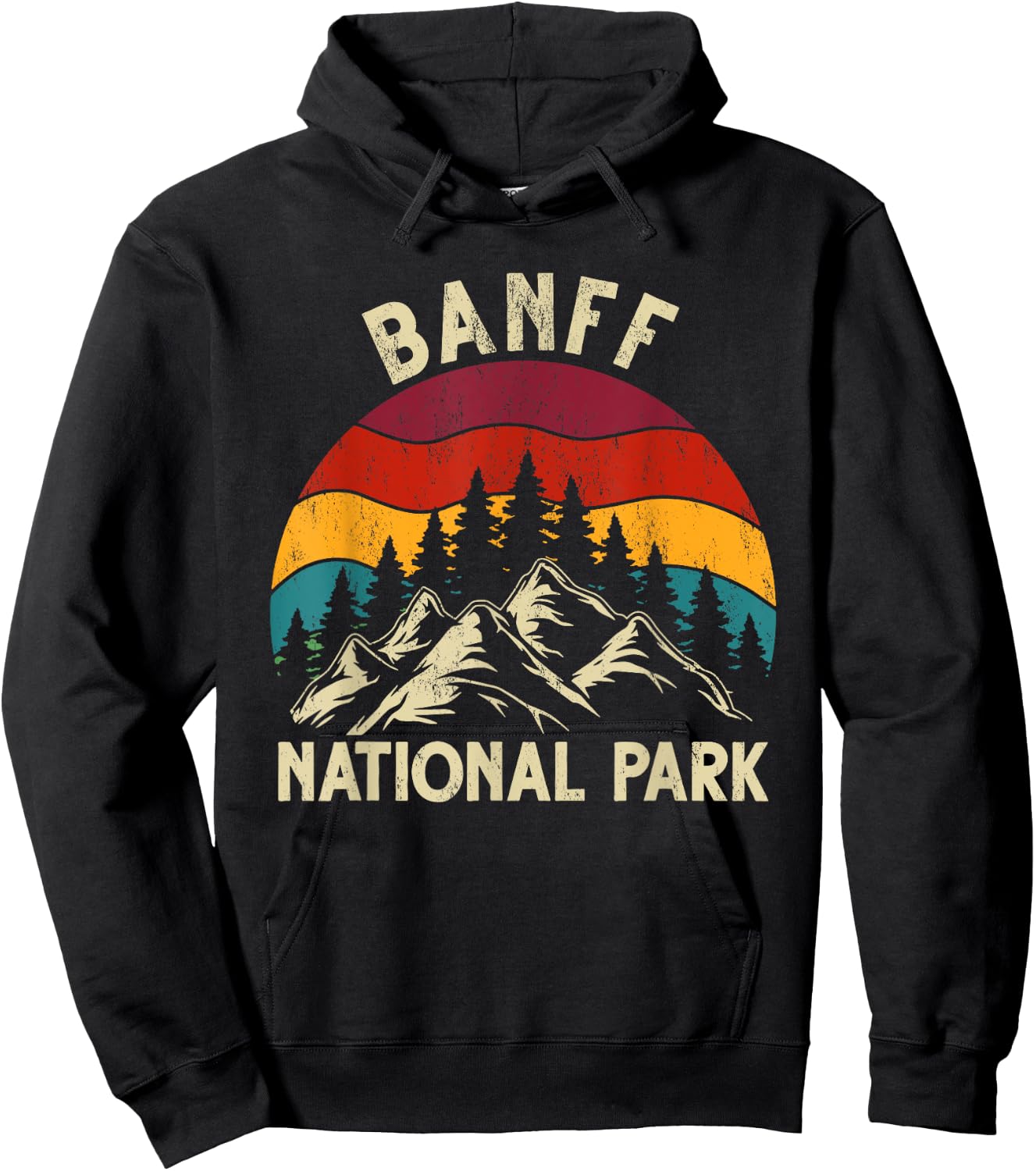 Retro Vintage Graphic Banff National Park Hoodie - Hoodie | Black