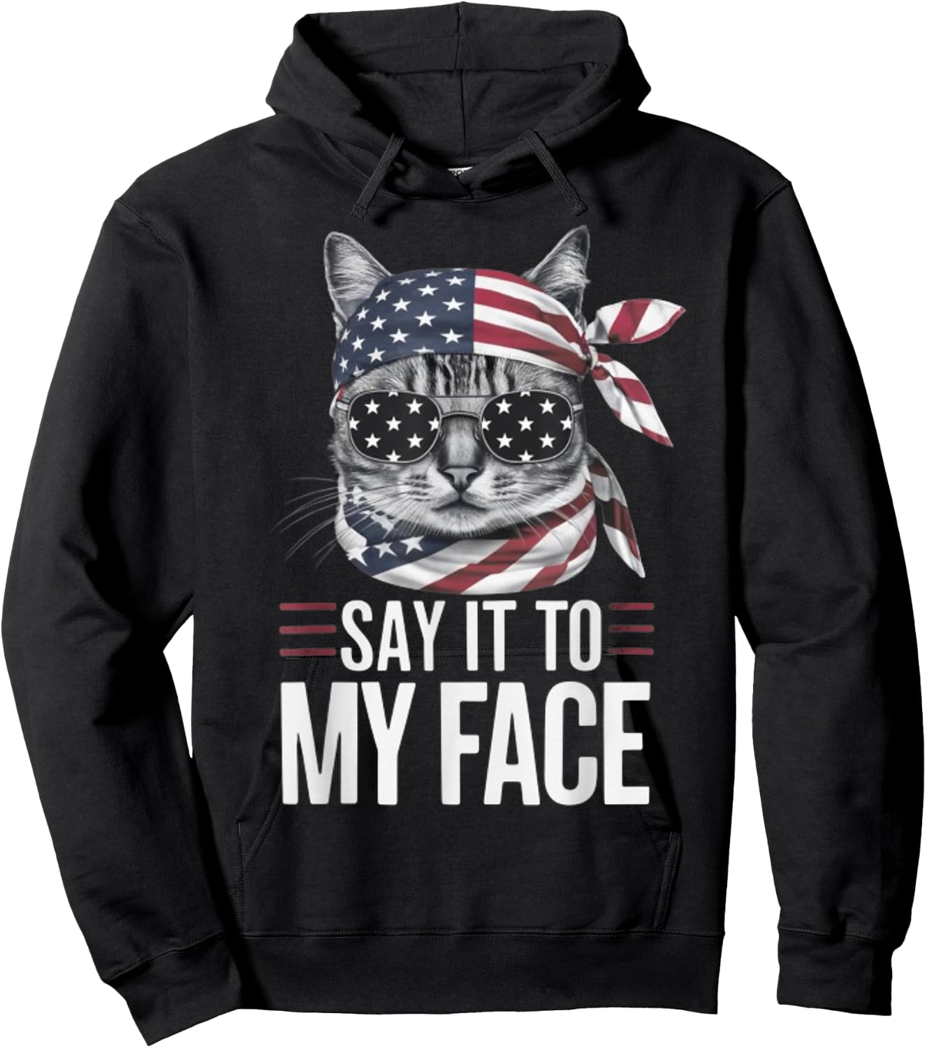 Funny Cat Kamala Harris 2024 Say It To My Face Hoodie - Hoodie | Black