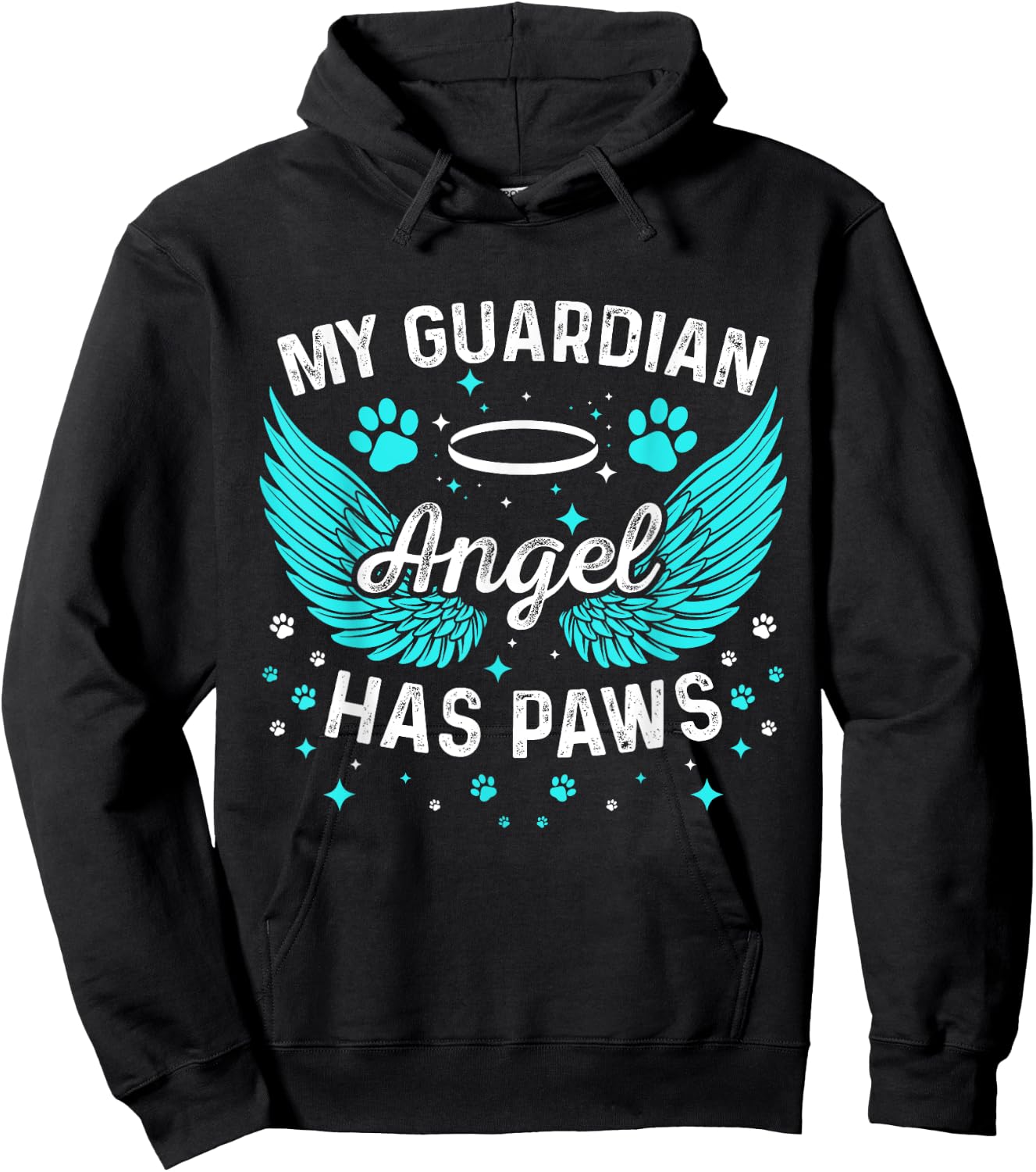 Dog Or Cat My Guardian Angel Has Paws Pet Memorial Hoodie - Hoodie | Black