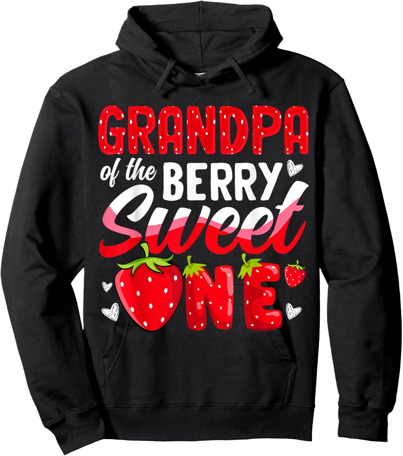 Grandpa Of The Berry Sweet One Strawberry 1st Birthday Hoodie - Hoodie | Black