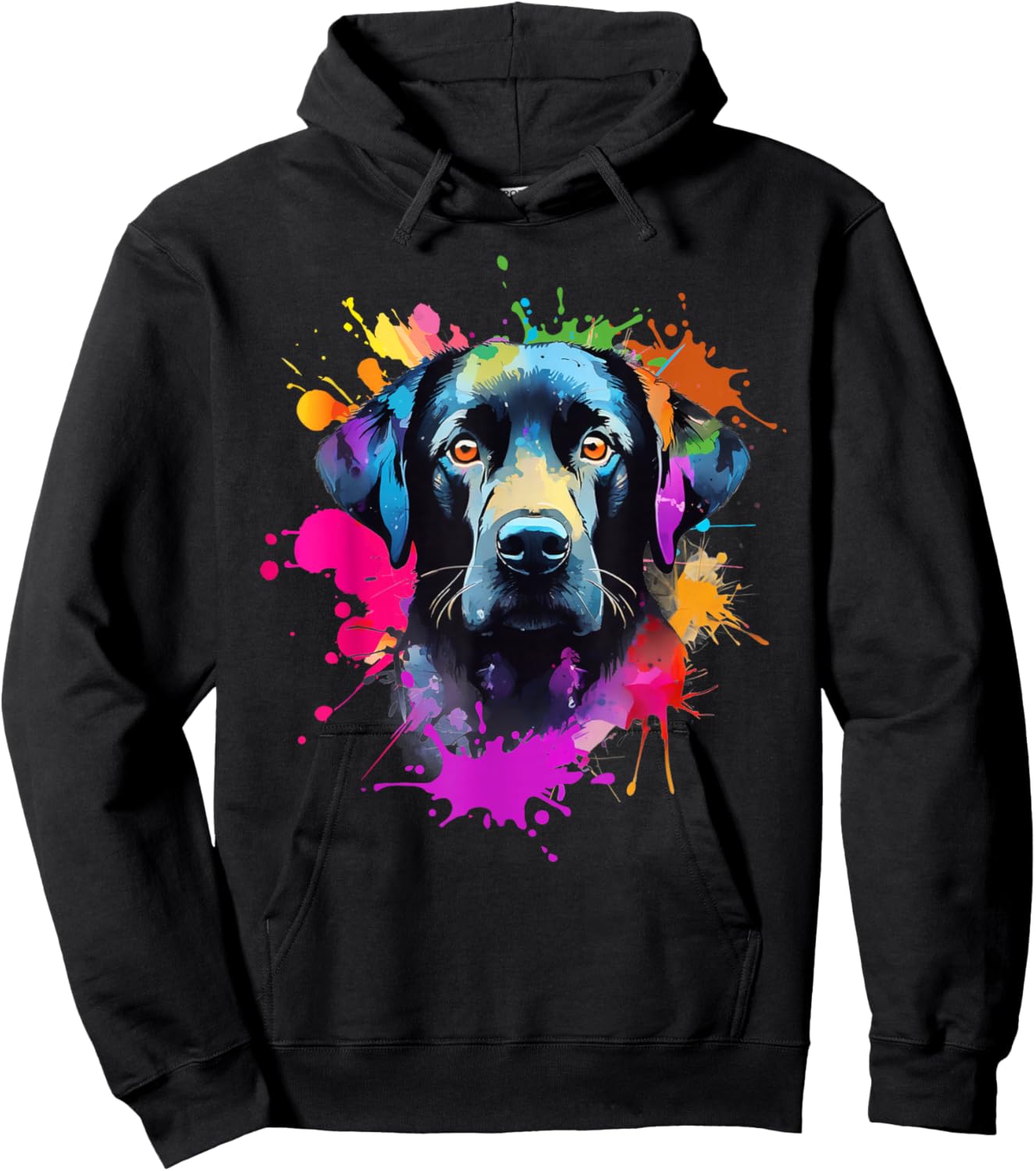 Colourful Labrador Black Retriever Lab Splash Paint Art Hoodie - Hoodie | Black