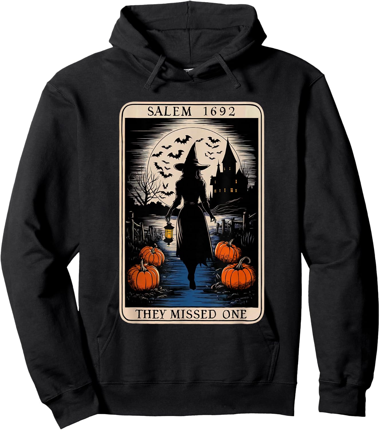 Salem 1692 They Missed One Halloween Tarot Card Witch Trials Hoodie - Hoodie | Black