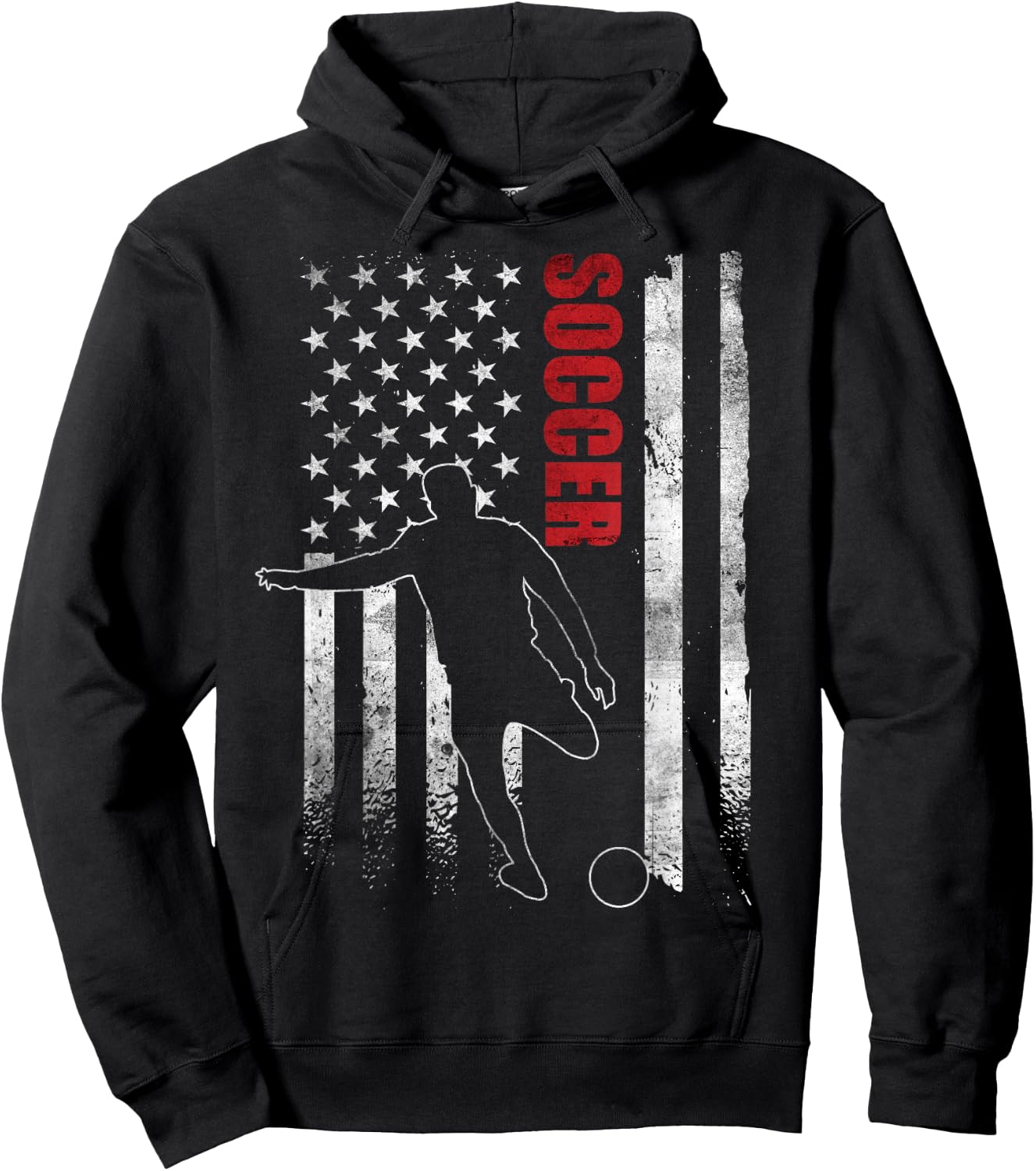 Soccer Apparel American Flag Soccer Player US Flag Hoodie - Hoodie | Black