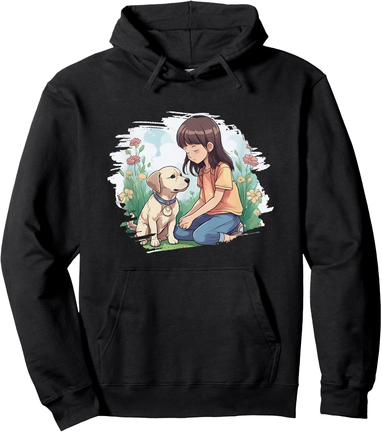 Cute dog shows unconditional affection to girl puppy lover Hoodie - Hoodie | Black