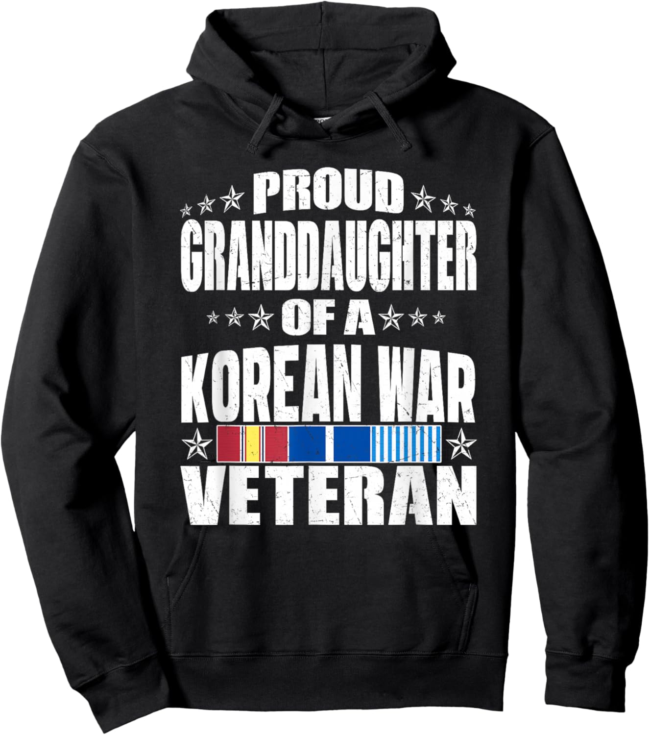 Proud Granddaughter Of A Korean War Veteran Military Family Hoodie - Hoodie | Black
