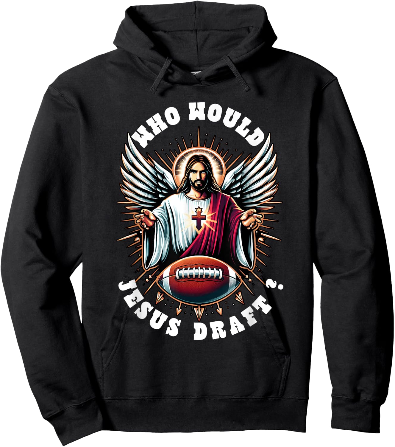 Who Would Jesus Draft Funny Fantasy Football Christian Sport Hoodie - Hoodie | Black