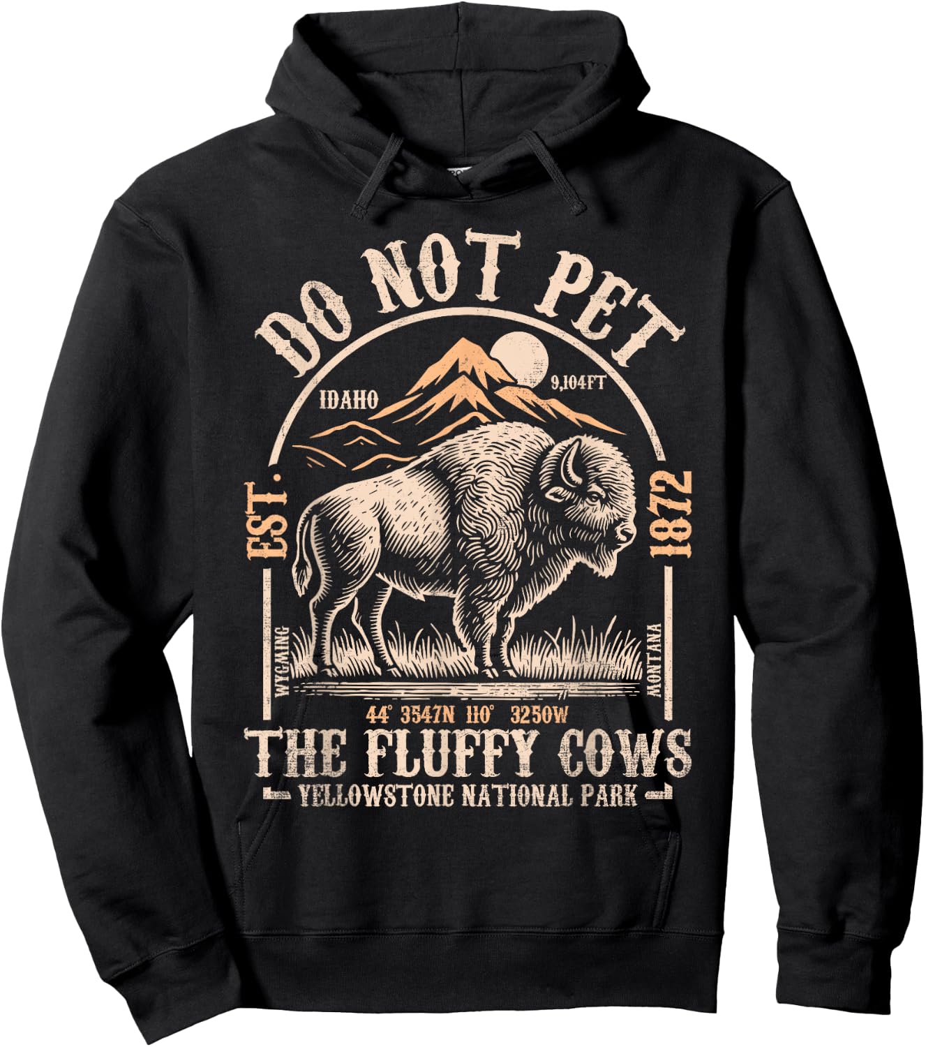 Vintage Do Not Pet The Fluffy Cows American Bison Hoodie - Hoodie | Black