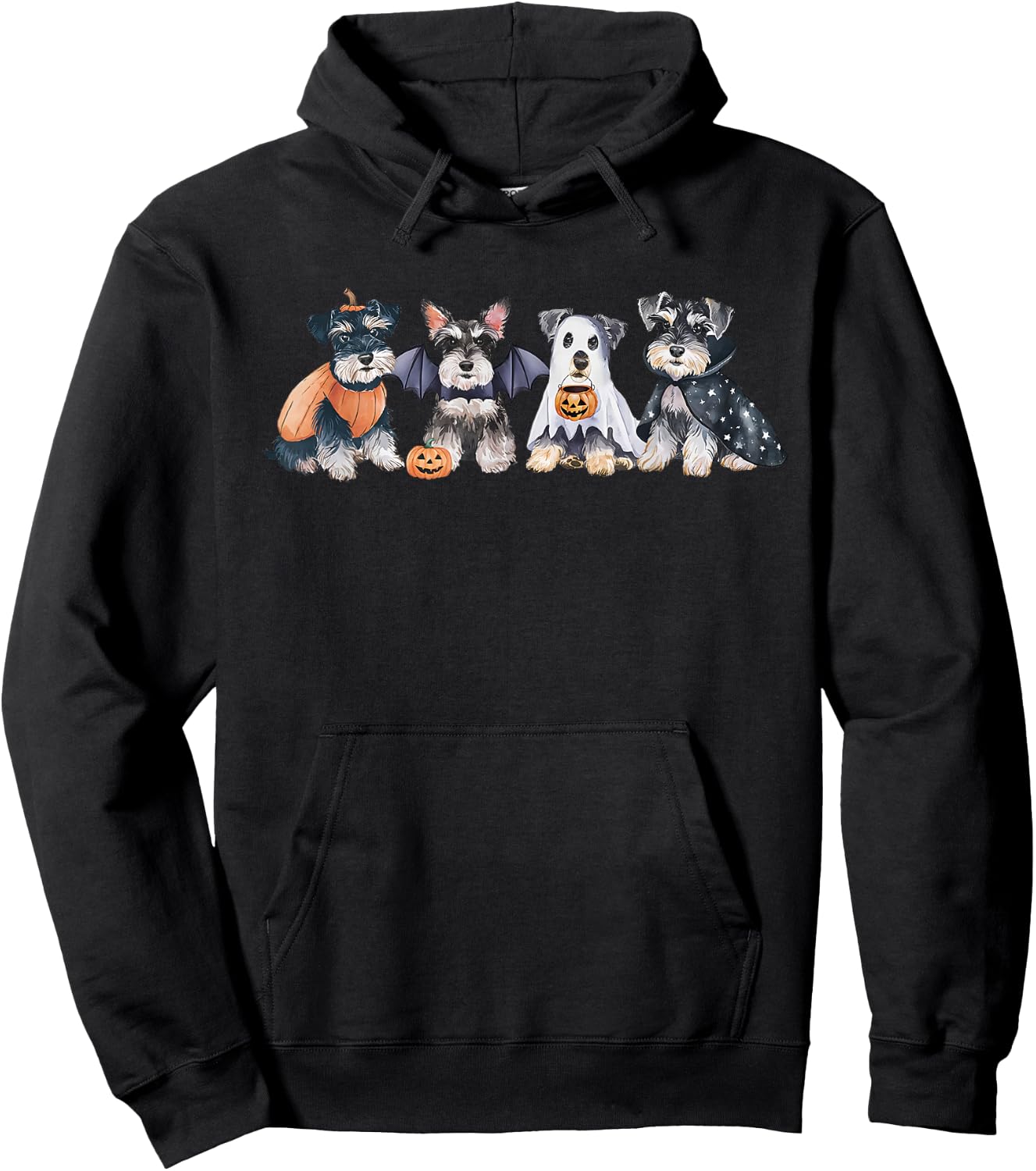 Cute Ghost Witch Miniature Schnauzer Halloween Dog Lover Hoodie - Hoodie | Black