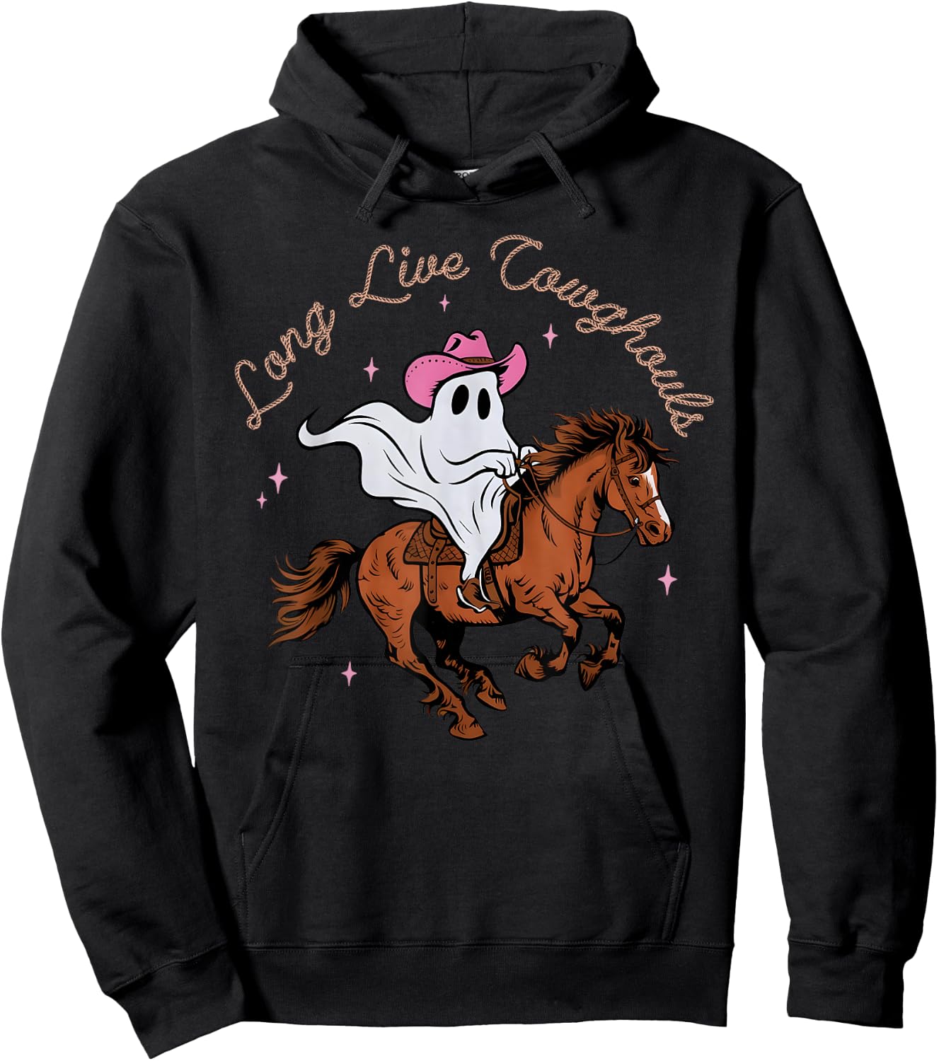 Long Live Cowghouls Western Ghost Halloween Cowboy Cowgirl Hoodie - Hoodie | Black