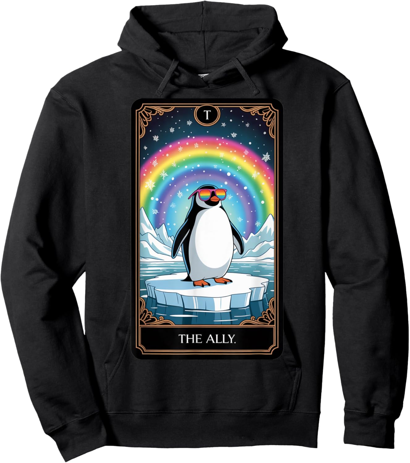 The Ally – Penguin Pride Tarot Card LGBTQ+ Arctic Animal Hoodie - Hoodie | Black