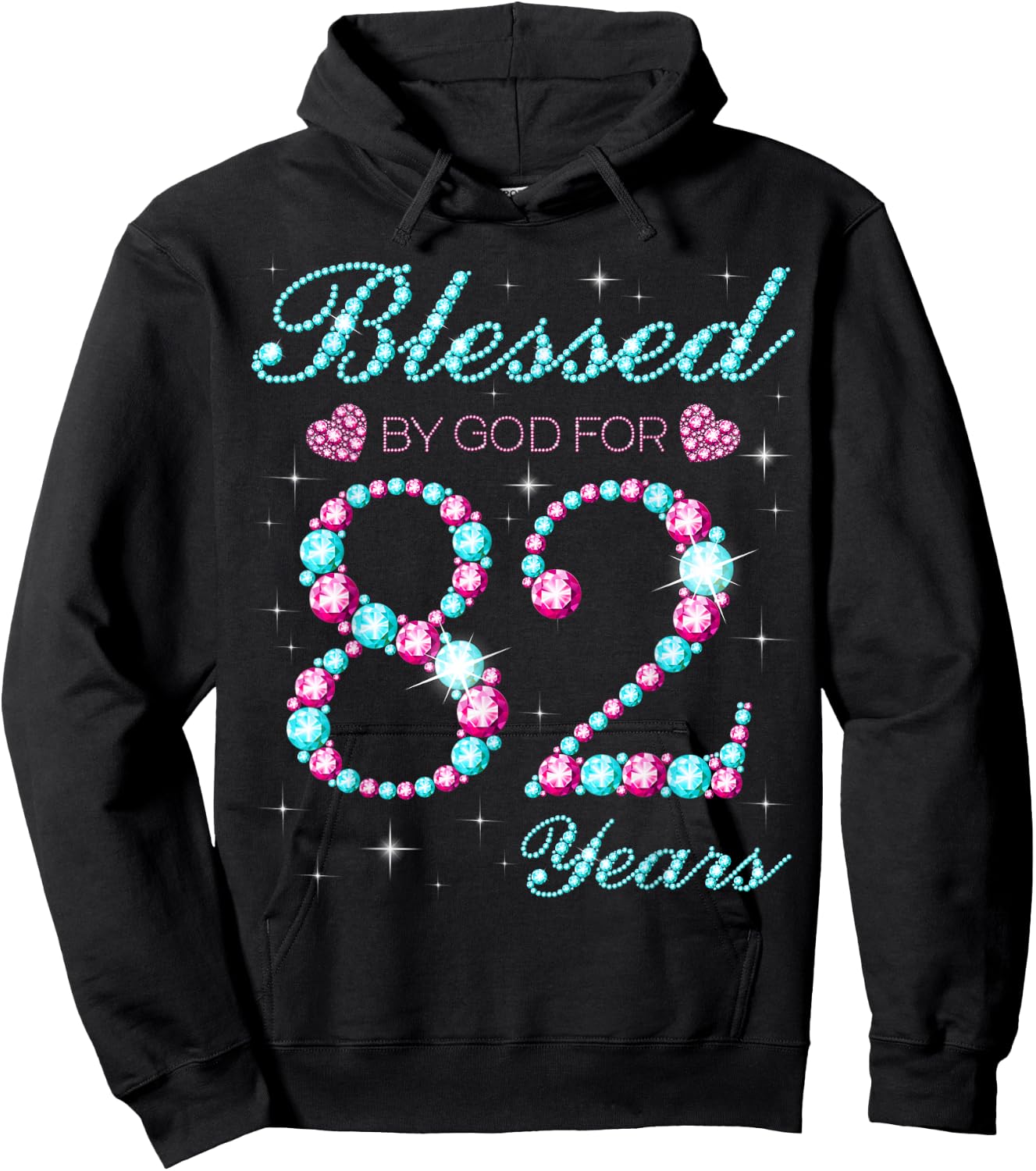 Blessed By God For 82 Years Old 82nd Birthday Party B-day Hoodie - Hoodie | Black