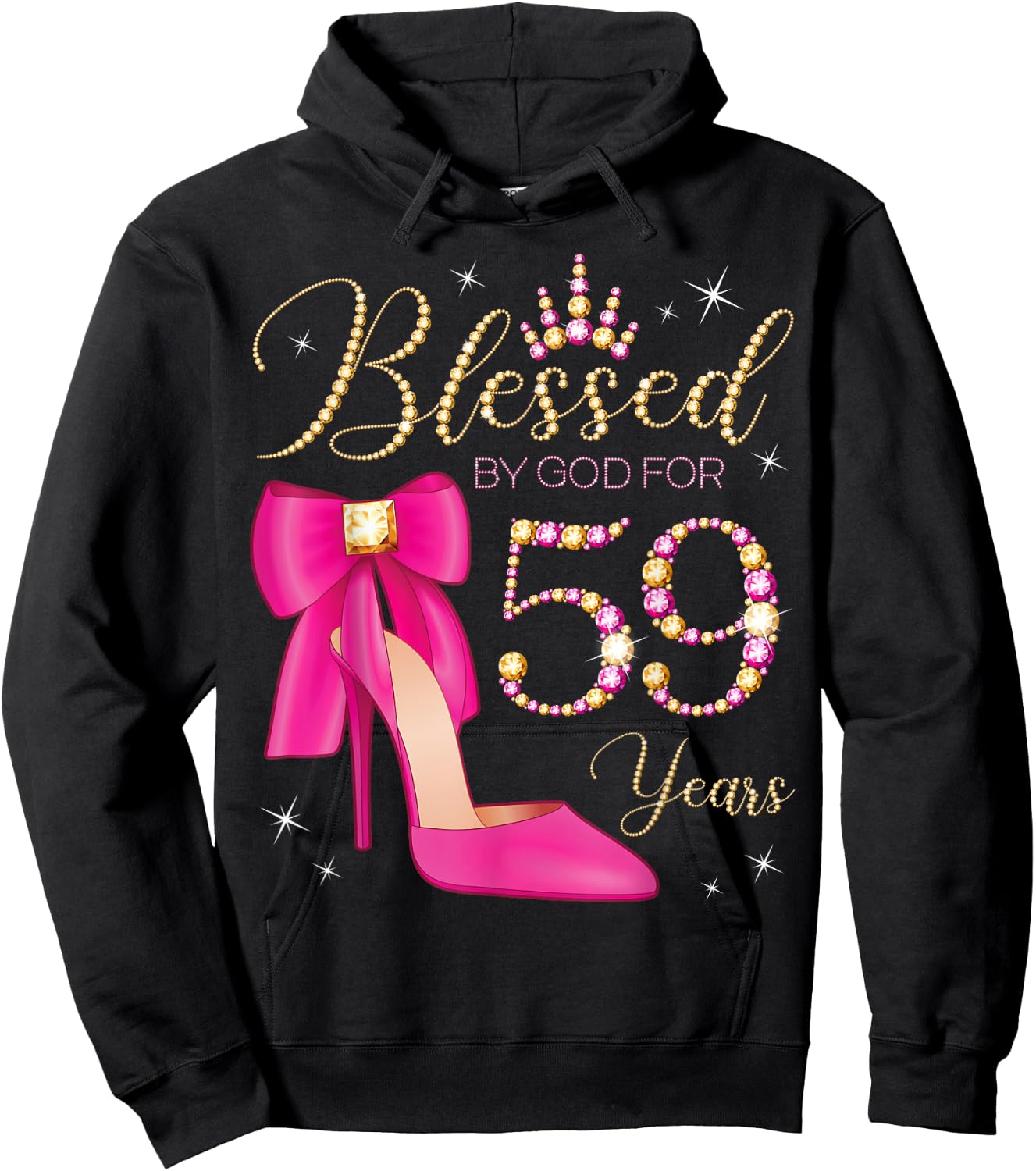 Blessed By God For 59 Years Old 59th Birthday Party Queen Hoodie - Hoodie | Black