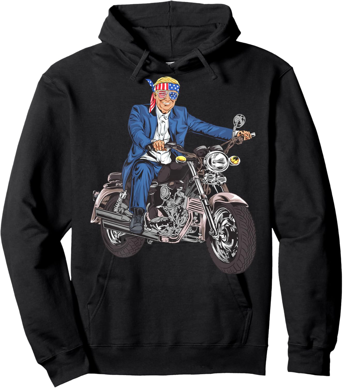 Bikers For Trump Motorcycle T Shirt (printed on back) Hoodie - Hoodie | Black