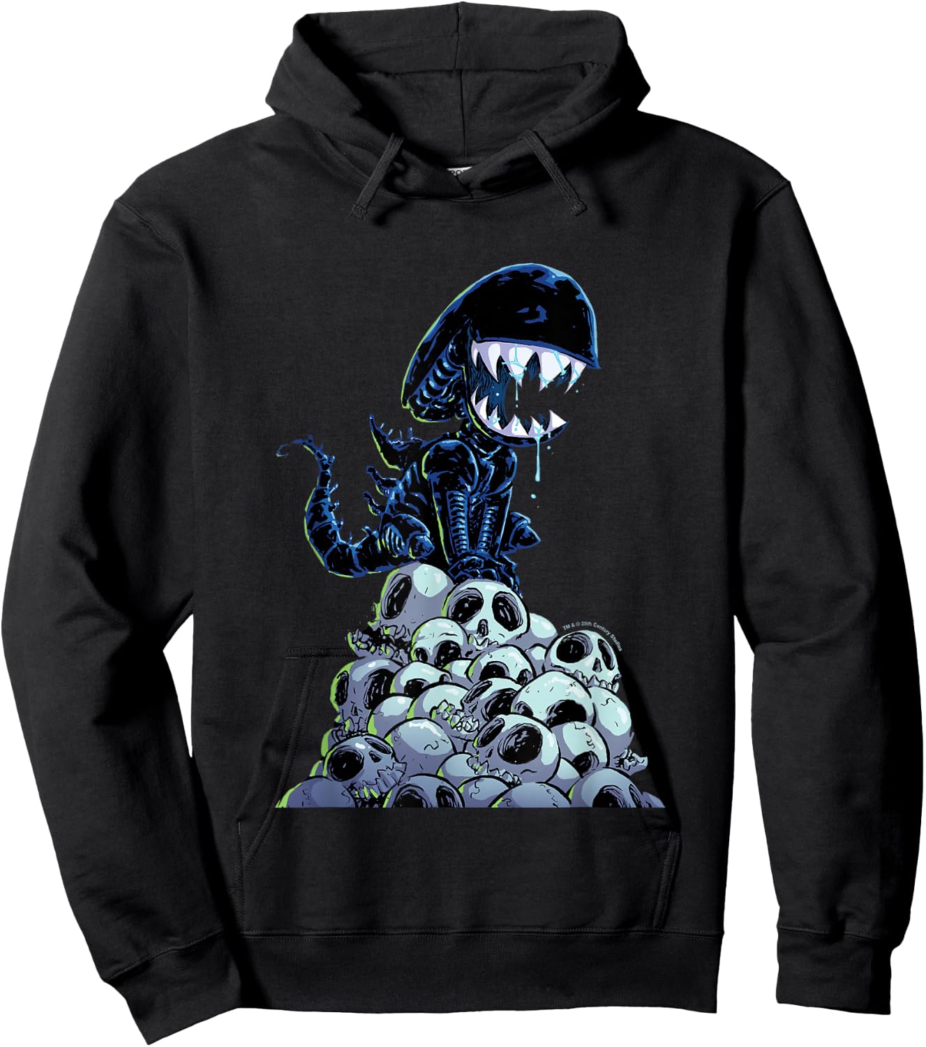 Aliens Xenomorph in Skull Mountain Big Chest Chibi Poster Hoodie - Hoodie | Black