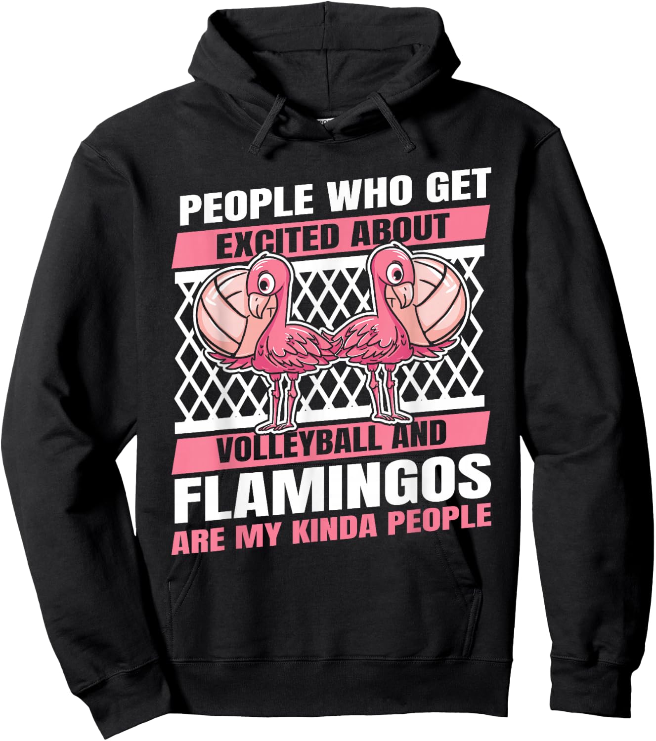Volleyball Beach - Vball Volleyball Flamingo Hoodie - Hoodie | Black