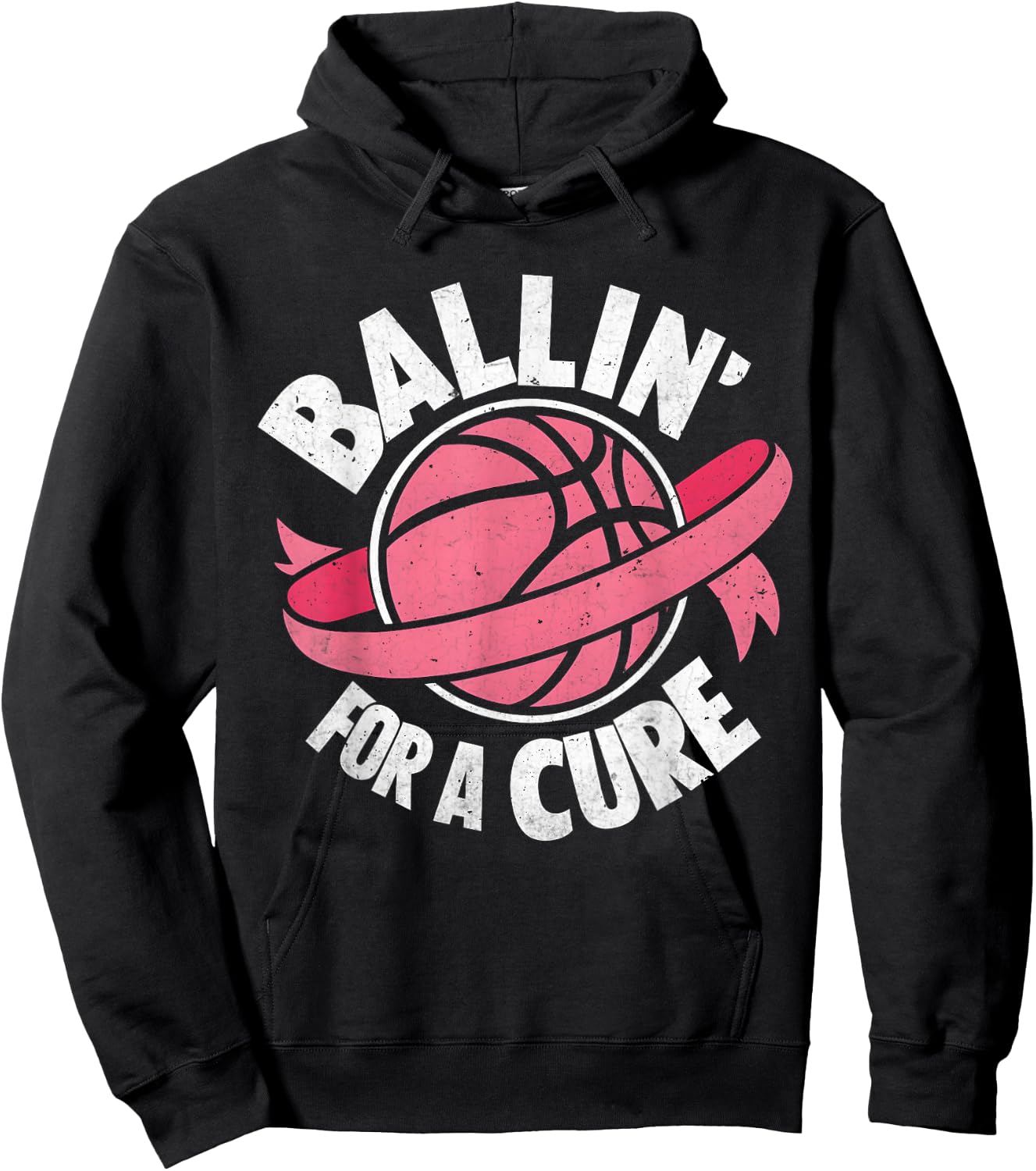 Ballin For A Cure Basketball Breast Cancer Awareness Kids Hoodie - Hoodie | Black