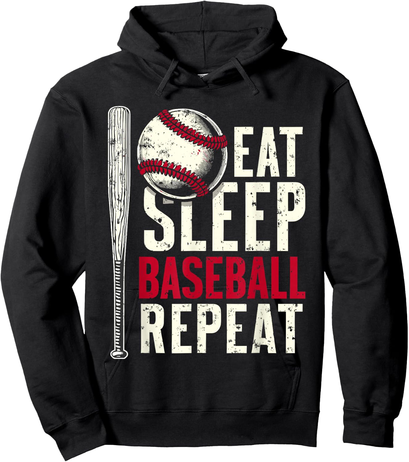 Eat Sleep Baseball Repeat Funny Baseball Player Hoodie - Hoodie | Black