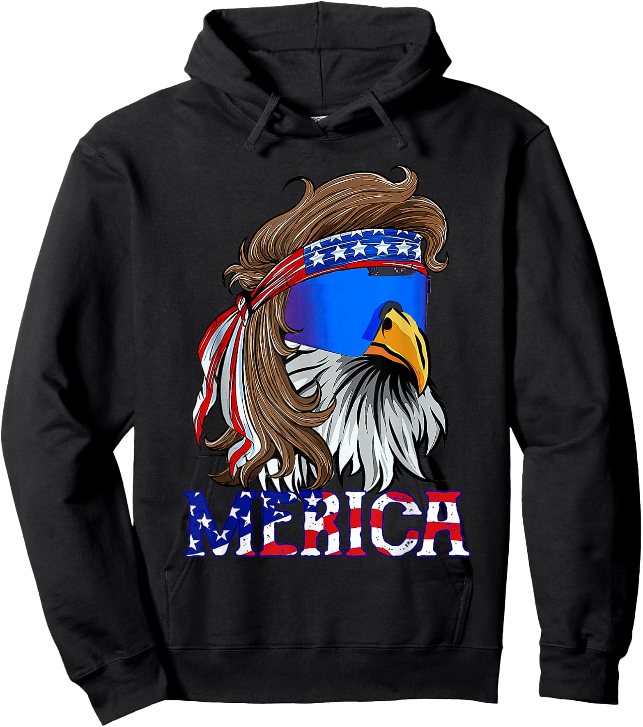 Eagle Mullet Sunglasses Merica 4th Of July USA American Flag Women Kids Men Hoodie - Hoodie | Black