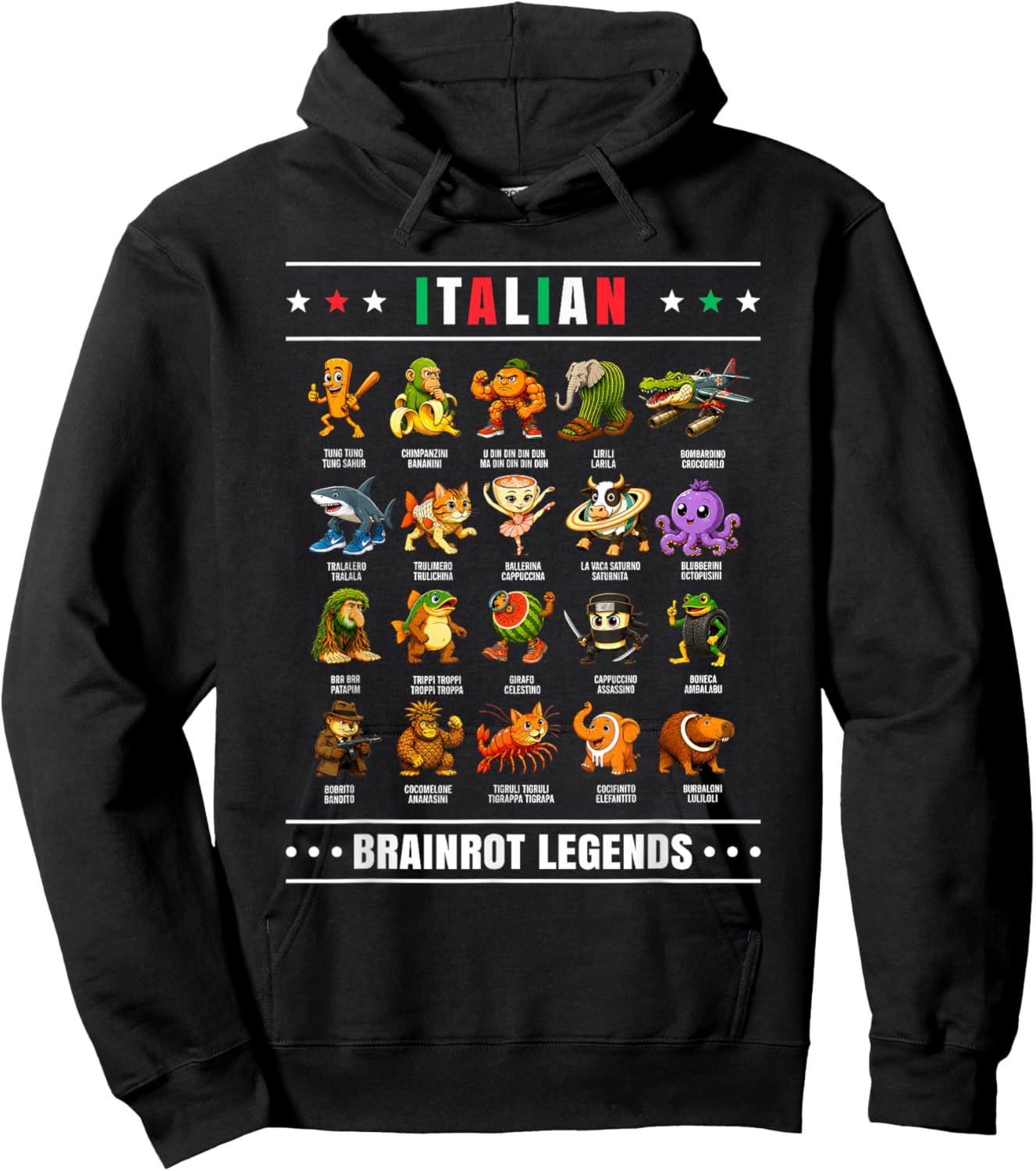 Italian Brain Rot Italian Brainrot Shirts Funny Memes Hoodie - Hoodie | Black