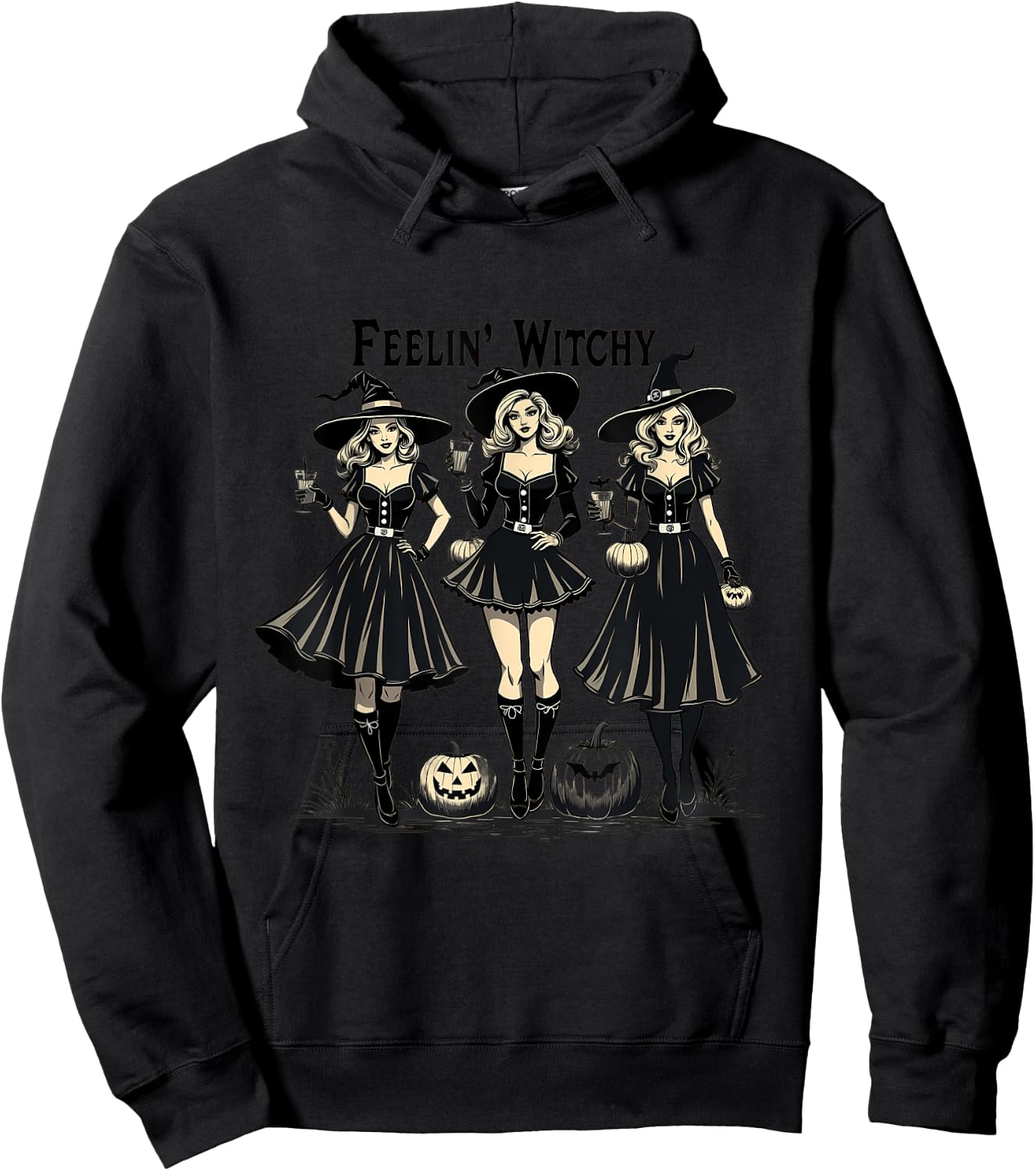 Feelin' Witchy Halloween Women Hoodie - Hoodie | Black